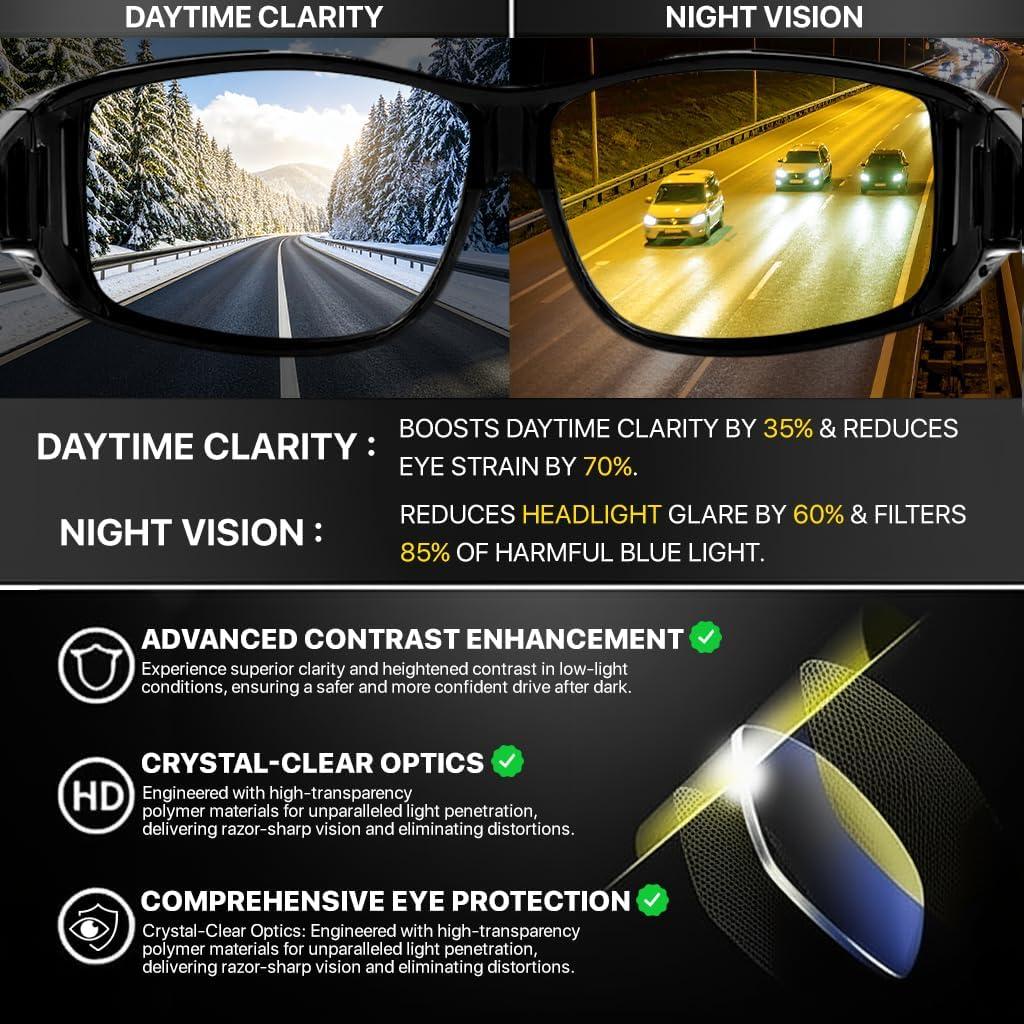 Gafas de Conducción Nocturna PLUVANI - Lentes Amarillos Polarizados