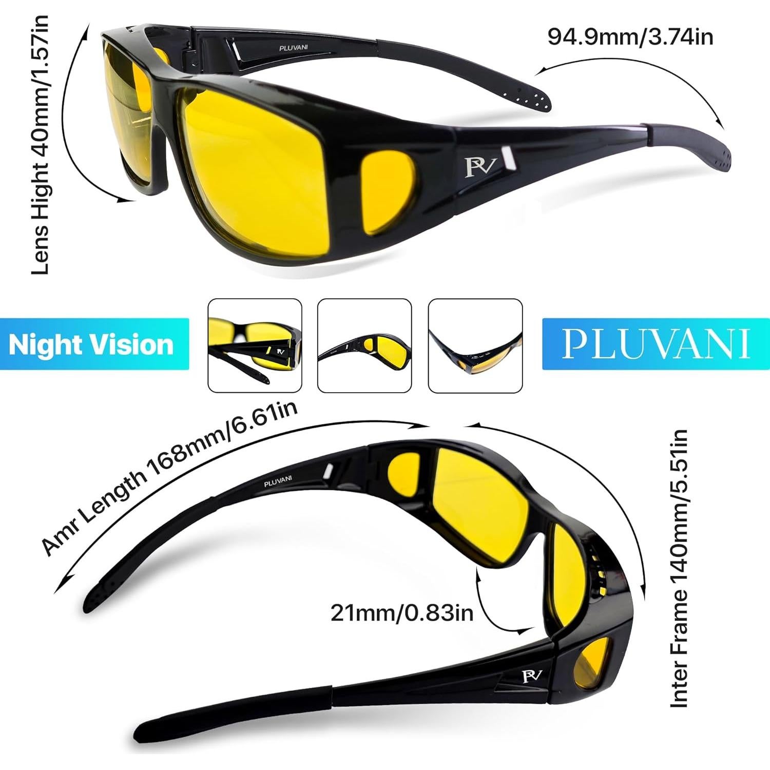 Gafas de Conducción Nocturna PLUVANI - Lentes Amarillos Polarizados