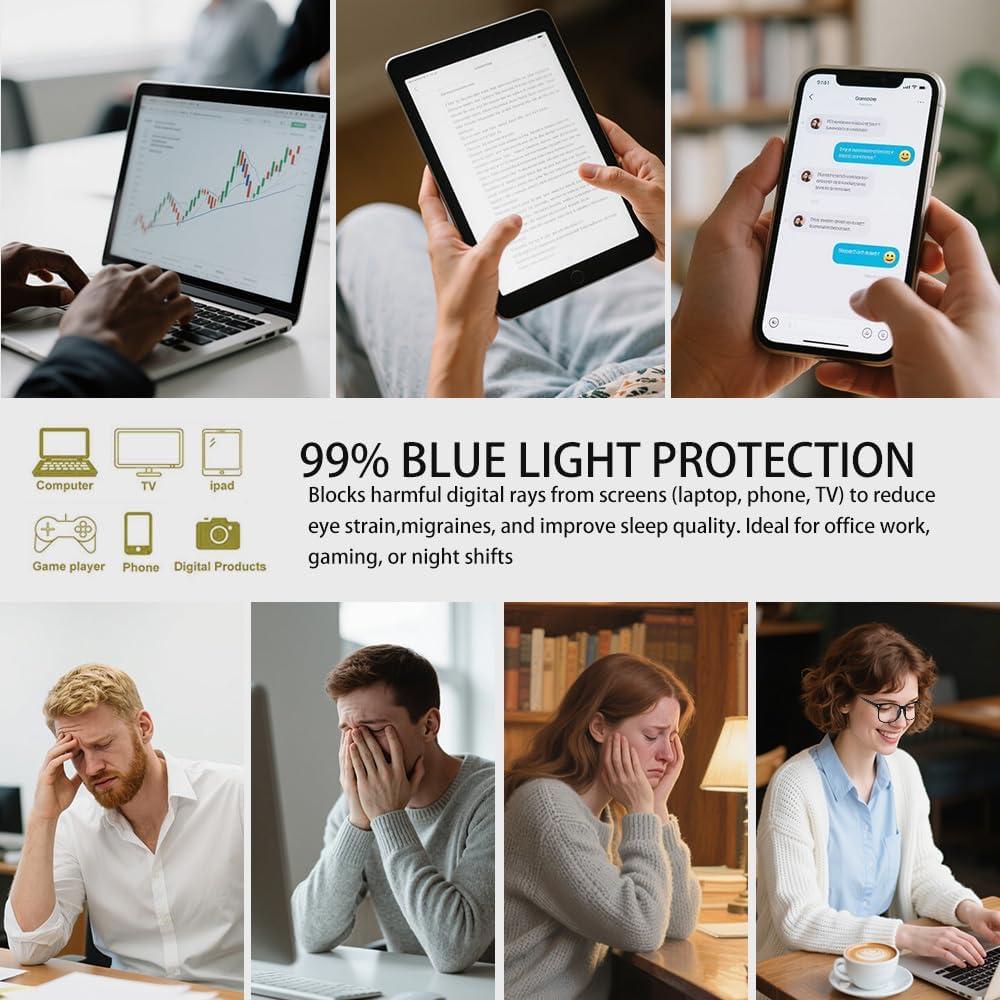 Gafas de Luz Azul 2 Pcs para Hombre y Mujer, Protección UV