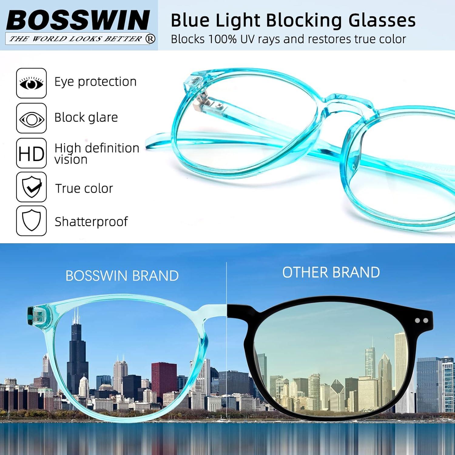 Gafas BOSSWIN bloqueadoras luz azul unisex - Paquete 4