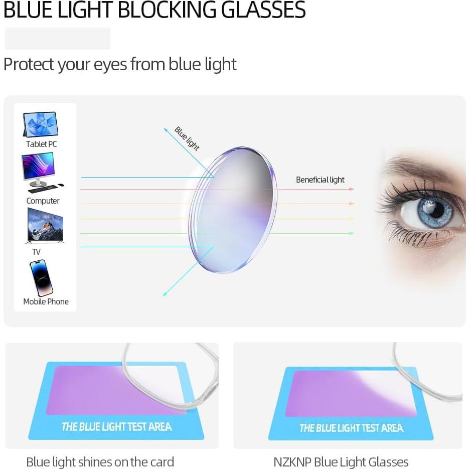 Gafas de luz azul NZKNP para hombres y mujeres - Protección UV