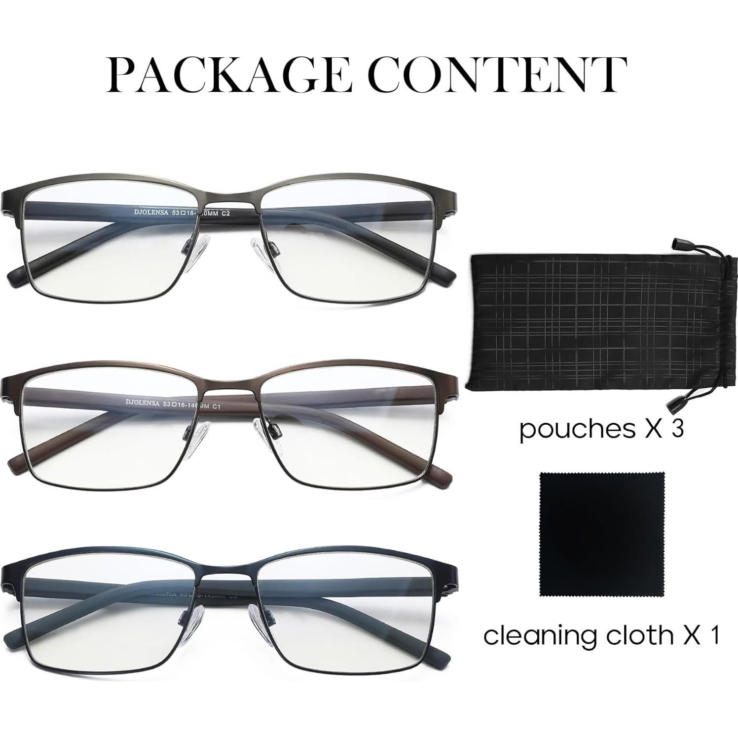 Paquete de 3 Gafas de Lectura MUYI 2.5 con Filtro Luz Azul