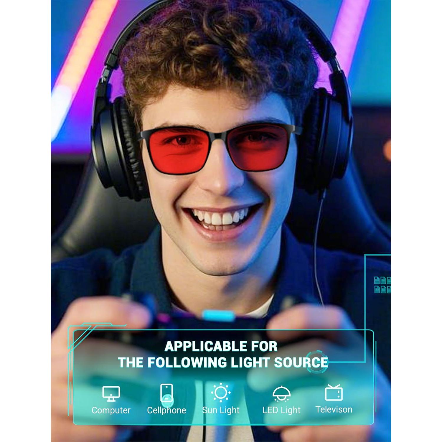 Gafas de Sueño TIJN para Bloqueo Luz Azul - Lentes Rojos