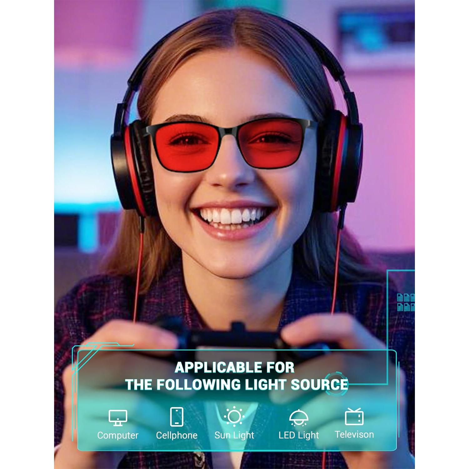 Gafas de Sueño TIJN para Bloqueo Luz Azul - Lentes Rojos