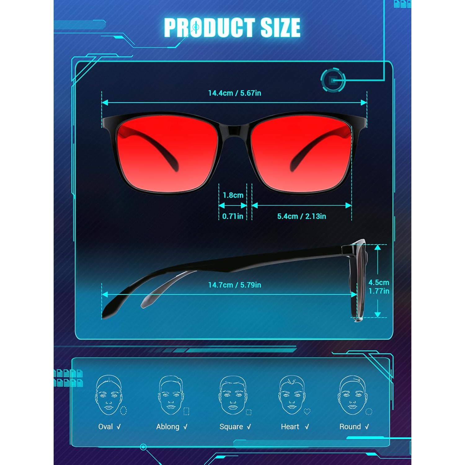 Gafas de Sueño TIJN para Bloqueo Luz Azul - Lentes Rojos