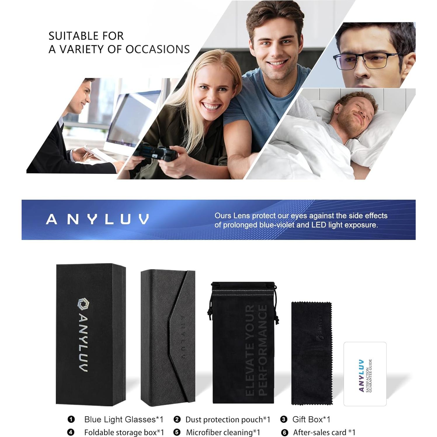 Gafas de Luz Azul ANYLUV A132-A para Hombres y Mujeres