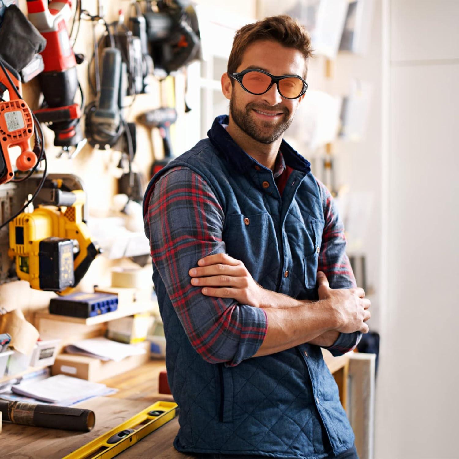 Gafas de Seguridad UV Profesionales Ffj-02, Lentes Naranjas Anti-vaho