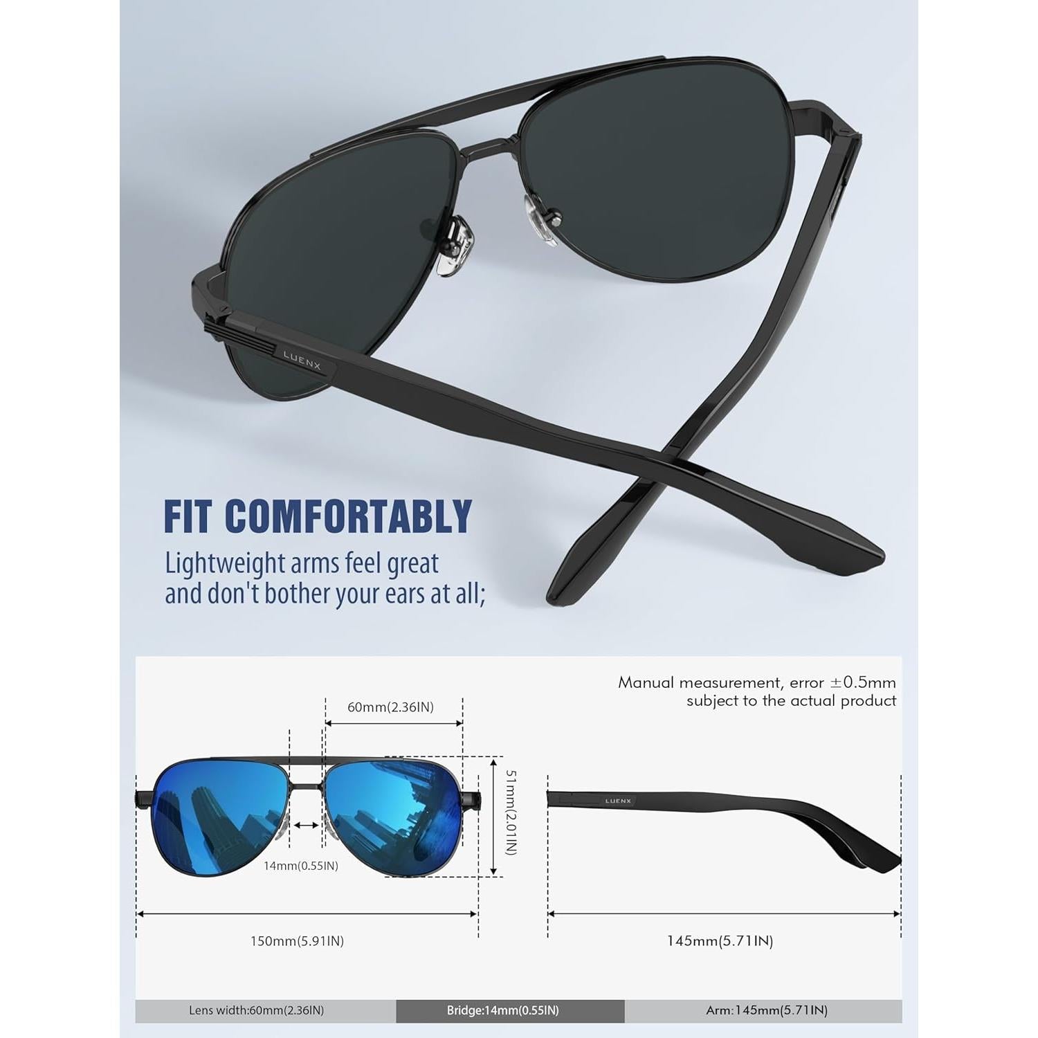 Gafas de sol LUENX Aviador Polarizadas UV400 para Hombre