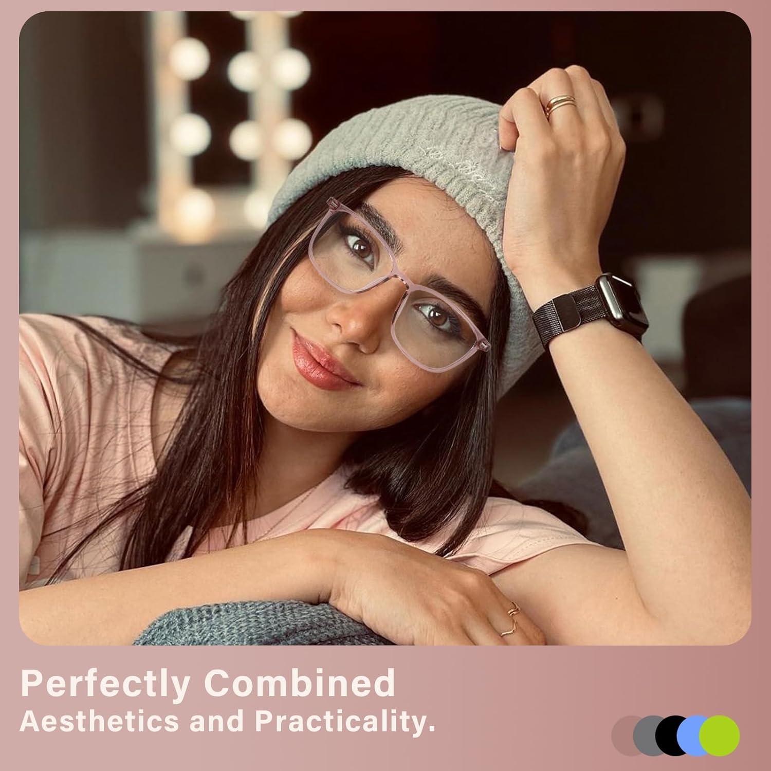 Gafas Anti Luz Azul FONHCOO TR90 Rosa Piel con Lentes Mejorados