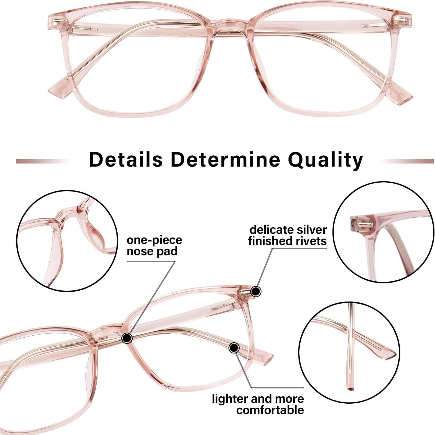 Gafas Anti Luz Azul FONHCOO TR90 Rosa Piel con Lentes Mejorados