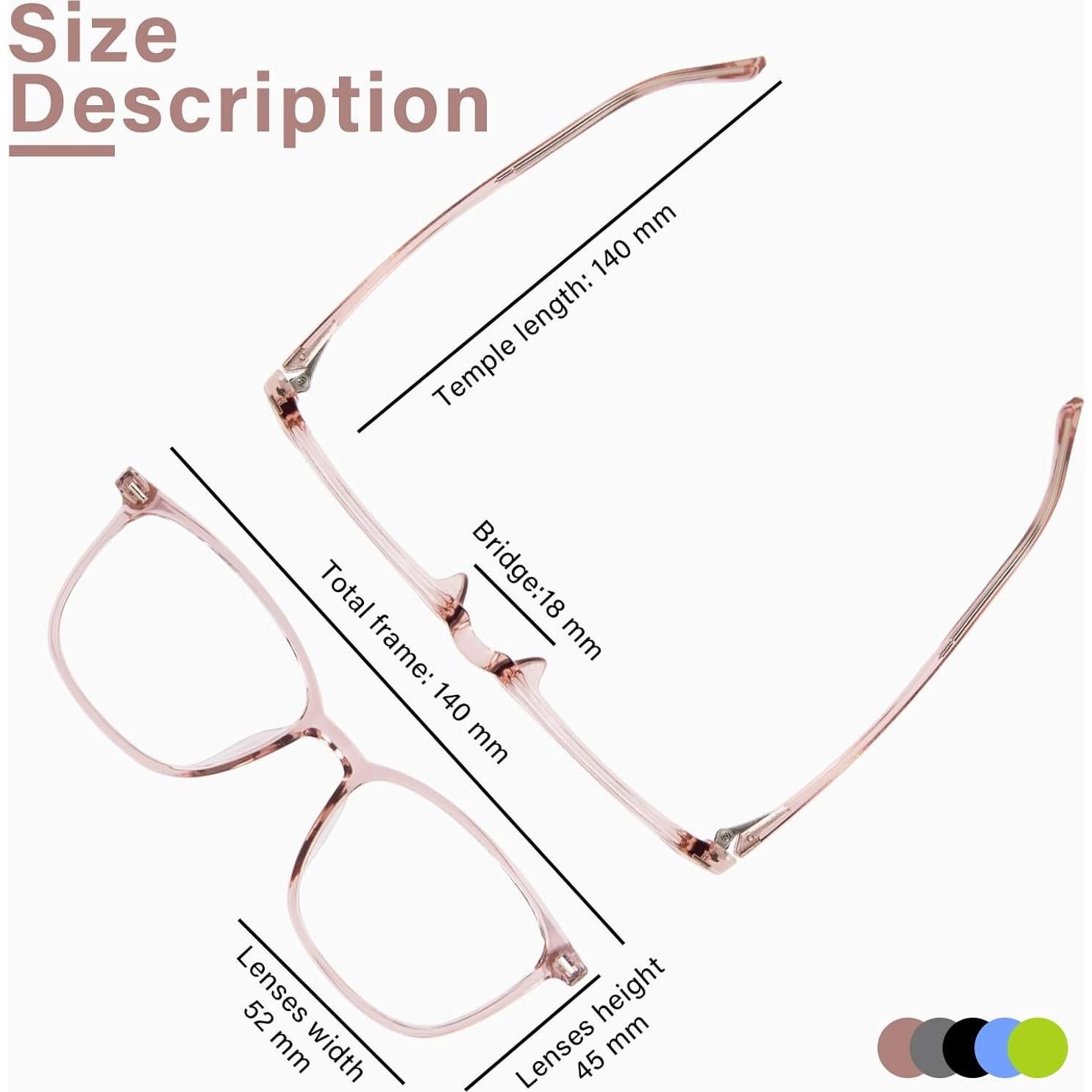 Gafas Anti Luz Azul FONHCOO TR90 Rosa Piel con Lentes Mejorados