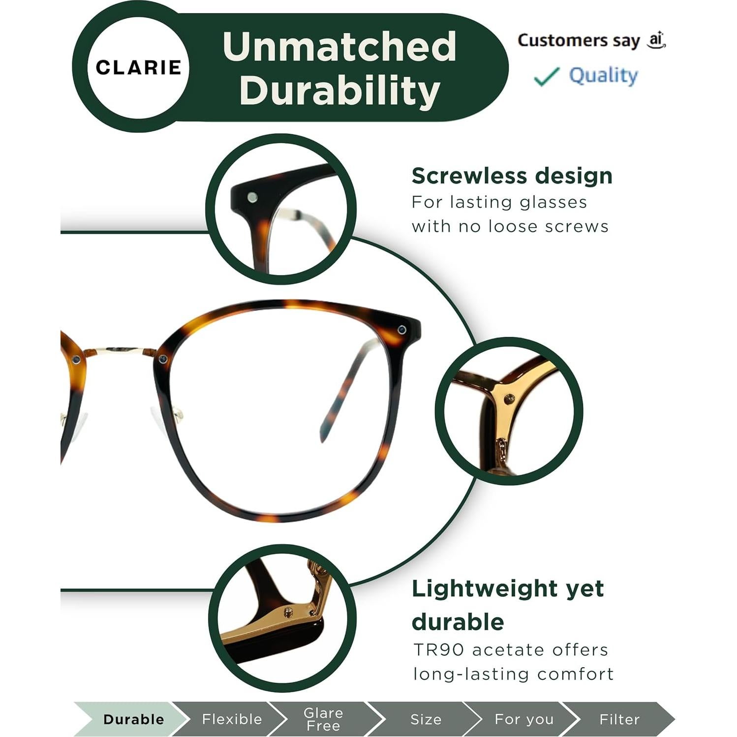 Gafas Bloqueadoras de Luz Azul CLARIE para Mujeres - Antirreflejo