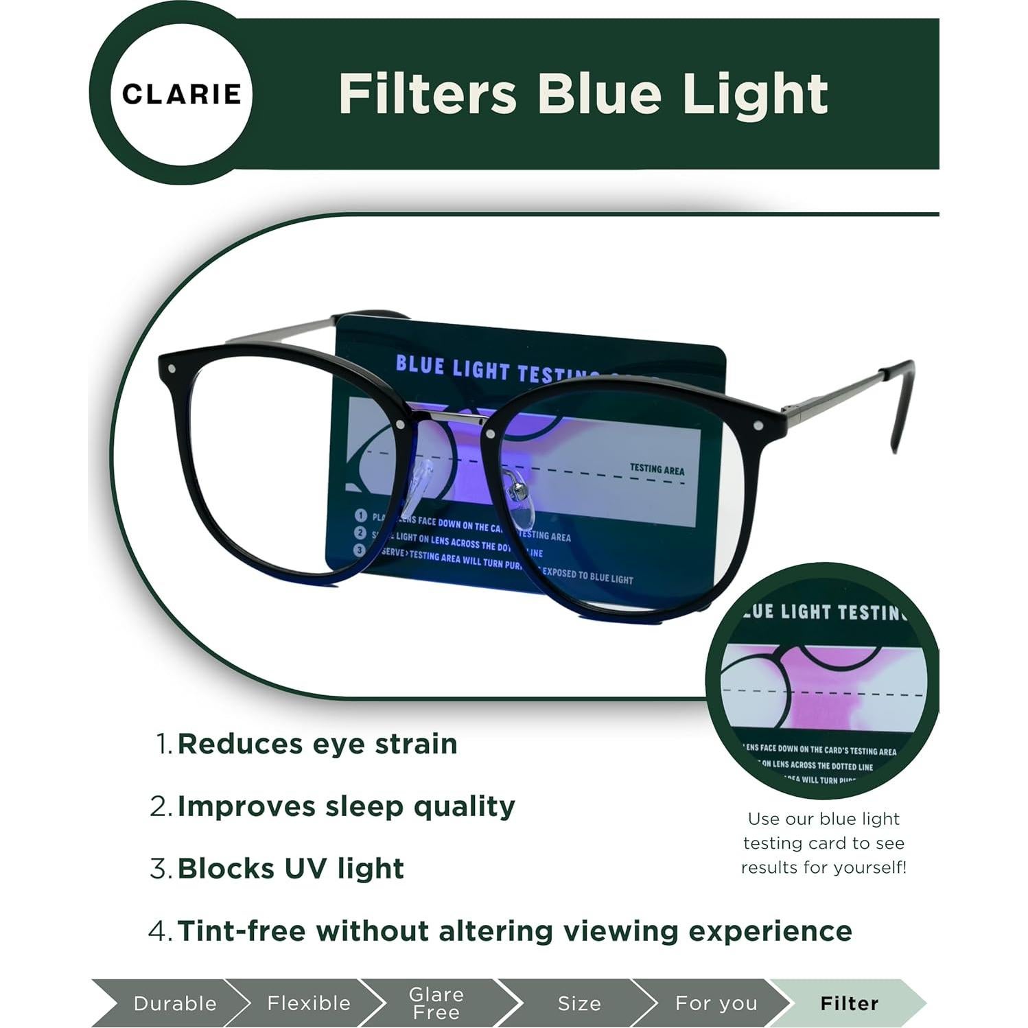 Gafas Bloqueadoras de Luz Azul CLARIE para Mujeres - Antirreflejo