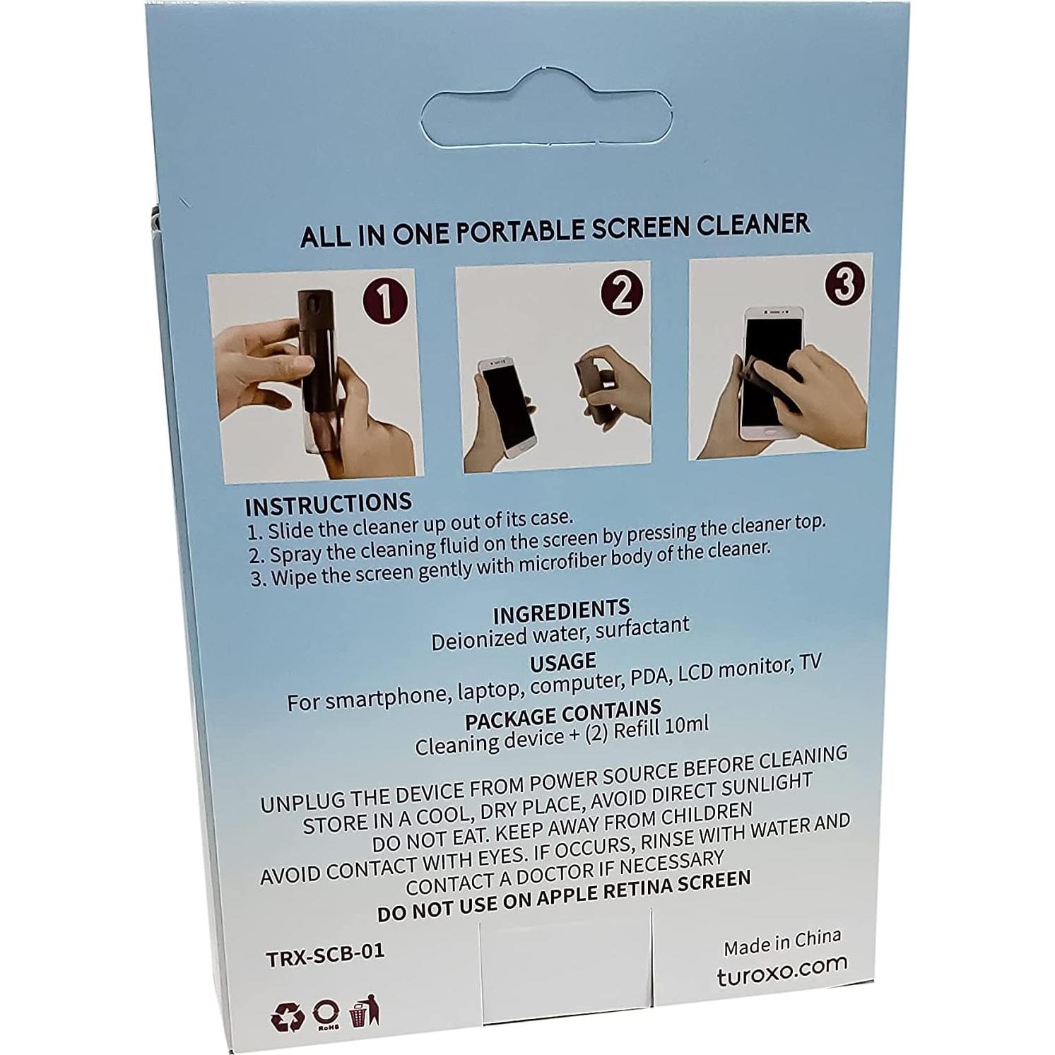 Limpiador de Pantallas Turoxo - Spray Compacto + 2 Recargas