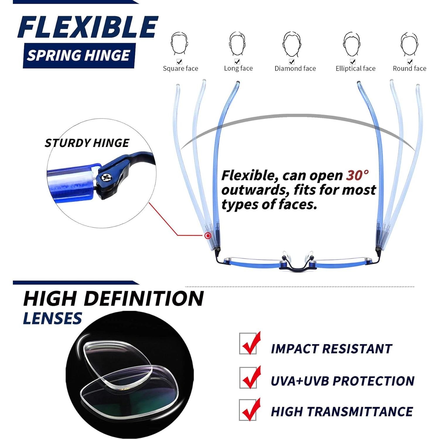 Gafas de Lectura Anti Luz Azul JJWELL 4.00 para Mujeres