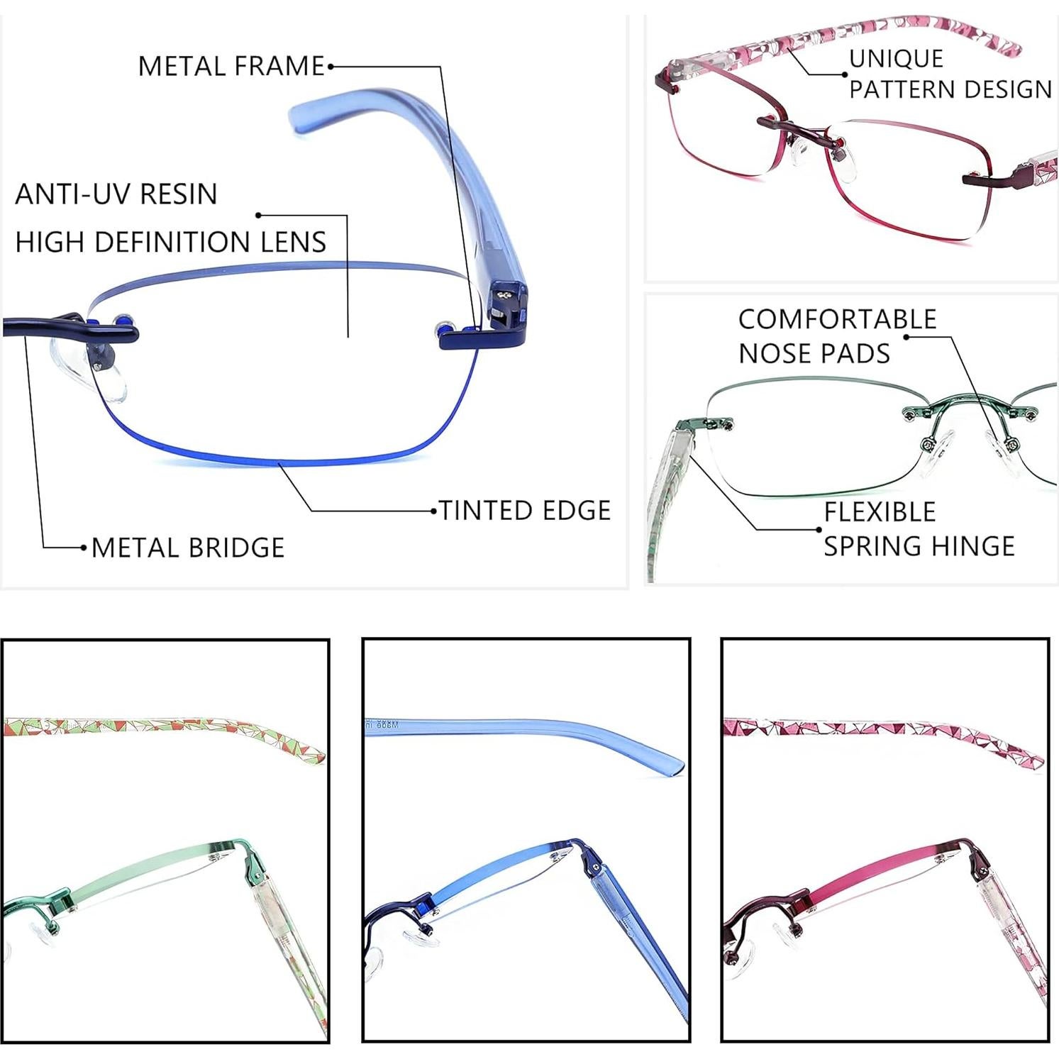 Gafas de Lectura Anti Luz Azul JJWELL 4.00 para Mujeres