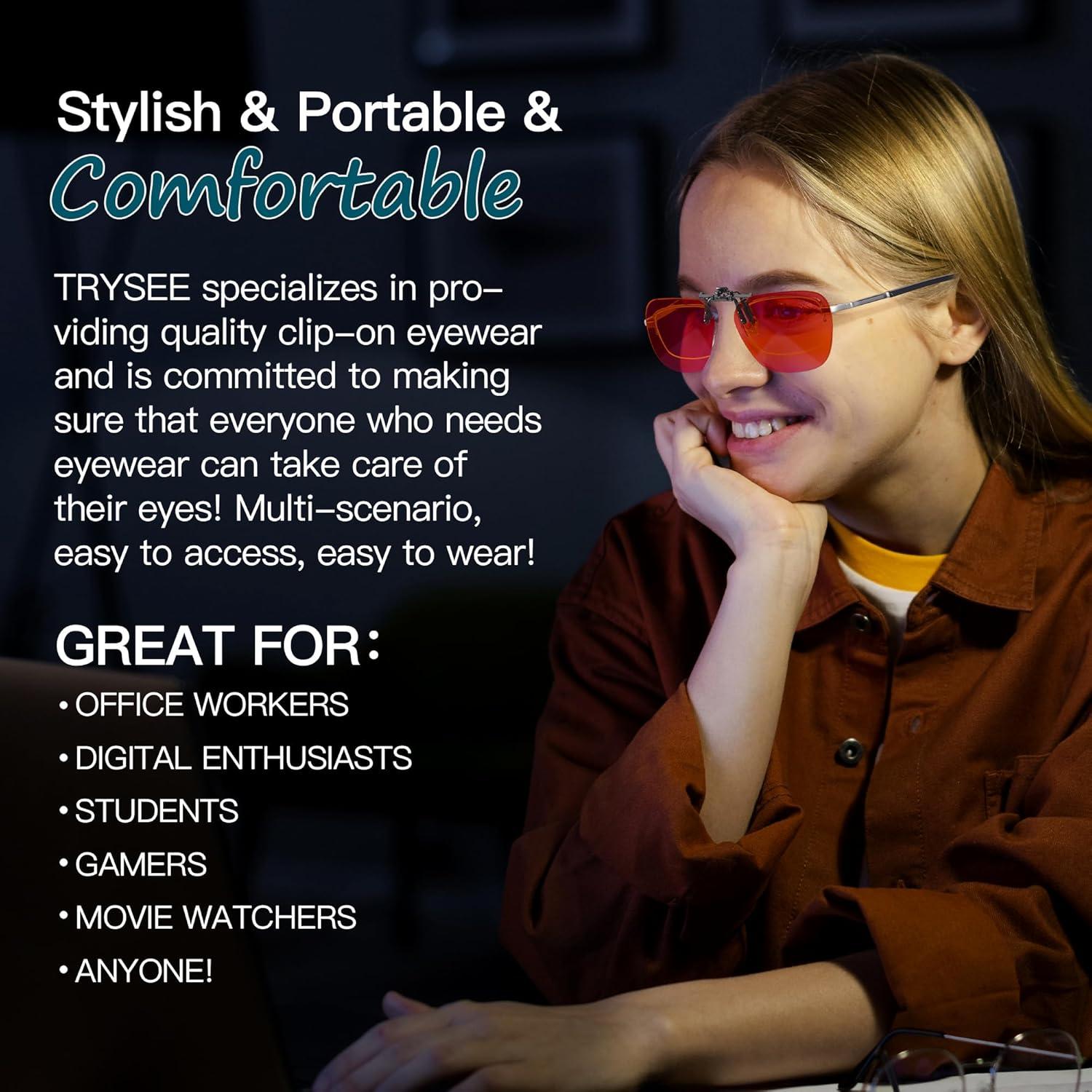 Gafas Clip-On Trysee Azul TS1008 para Luz Azul y Estrés Ocular