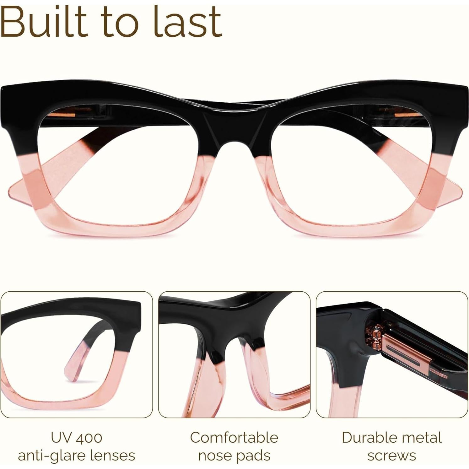 Gafas de lectura CCVOO para mujeres, anti luz azul, 5.0x