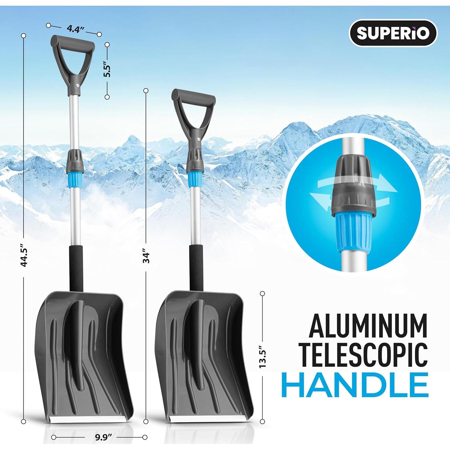 Pala de Nieve Plegable Superio con Mango Extensible 113 cm