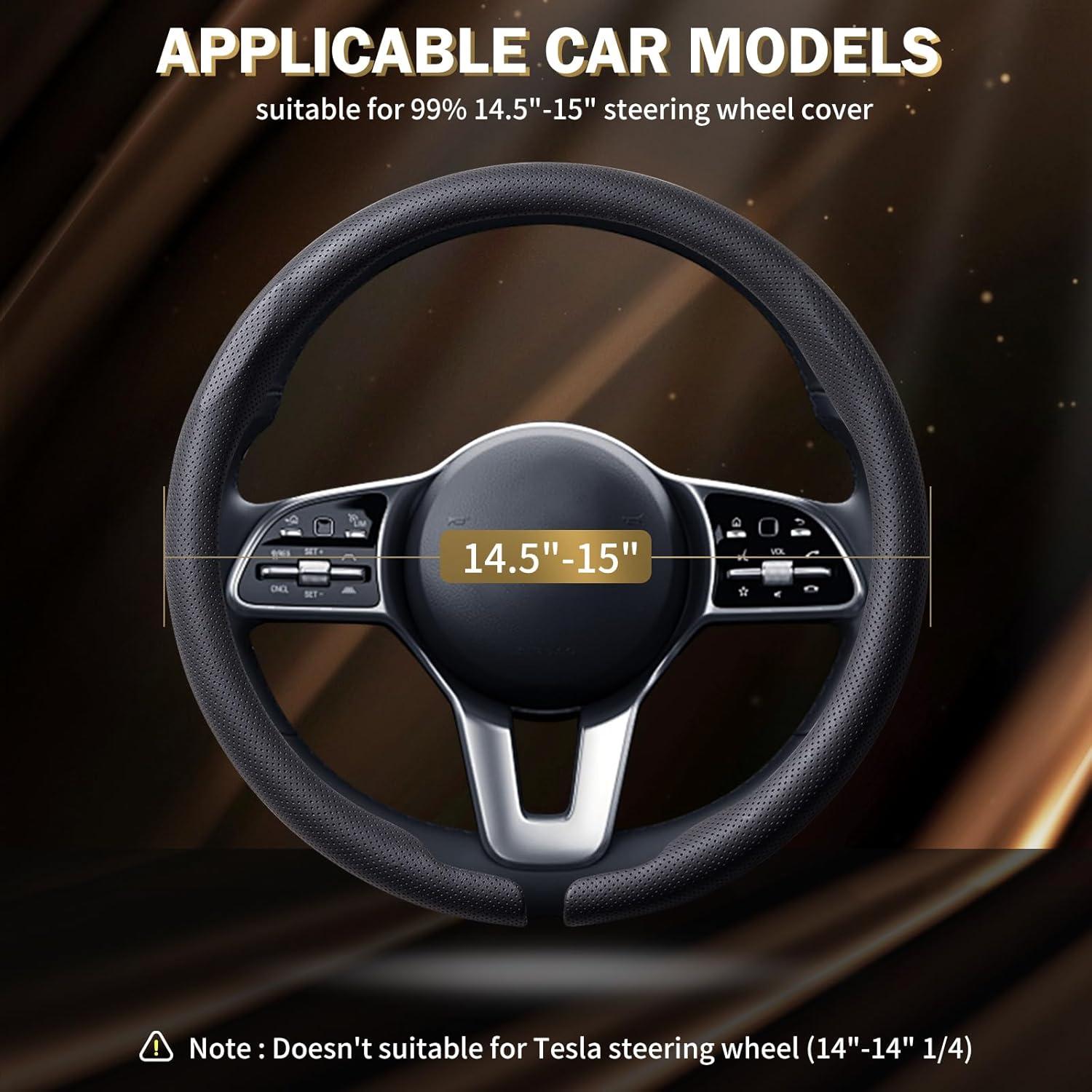 Cubierta de Volante de Cuero Nappa Aimato Ultra Fina Negra