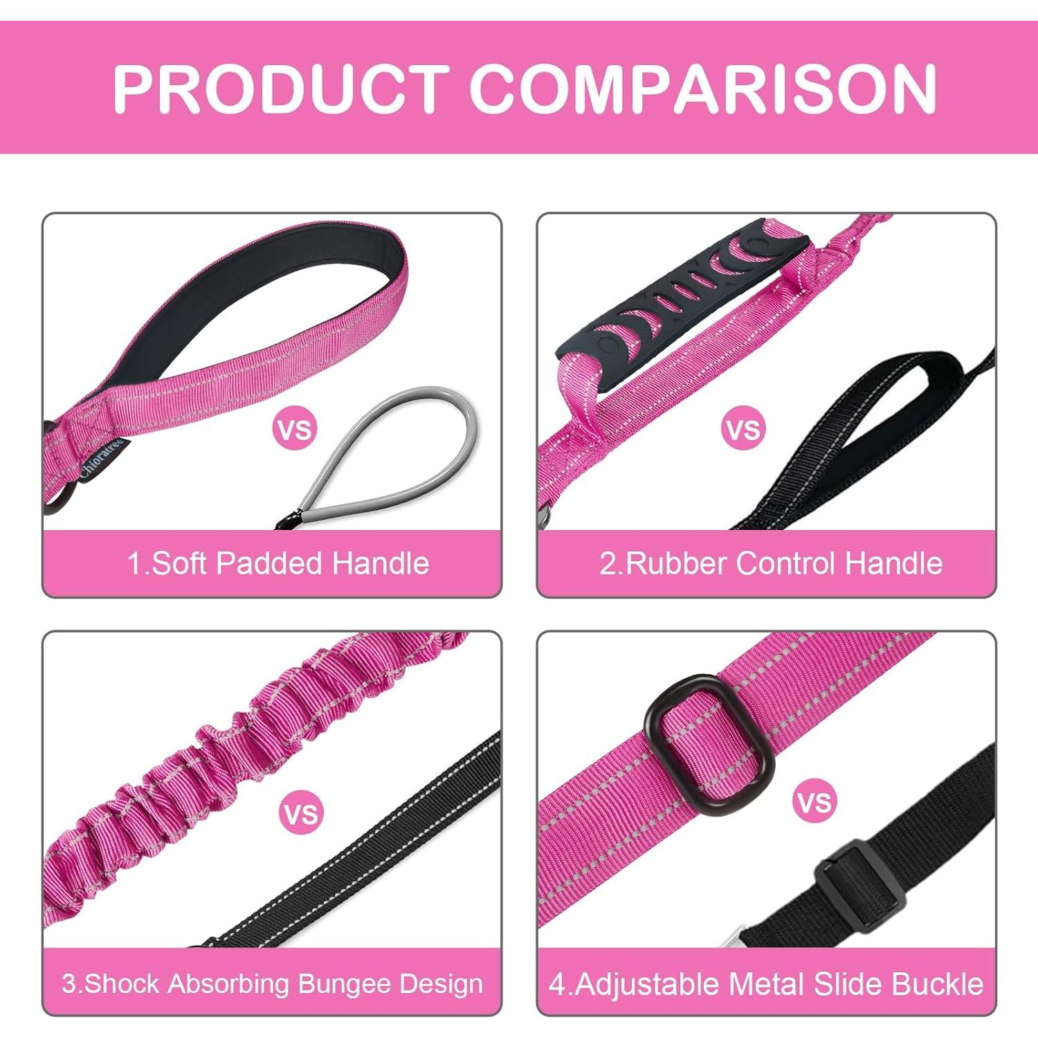 Correa para Perros Chioratree 2 Paquetes Rosa 1.22-1.83m