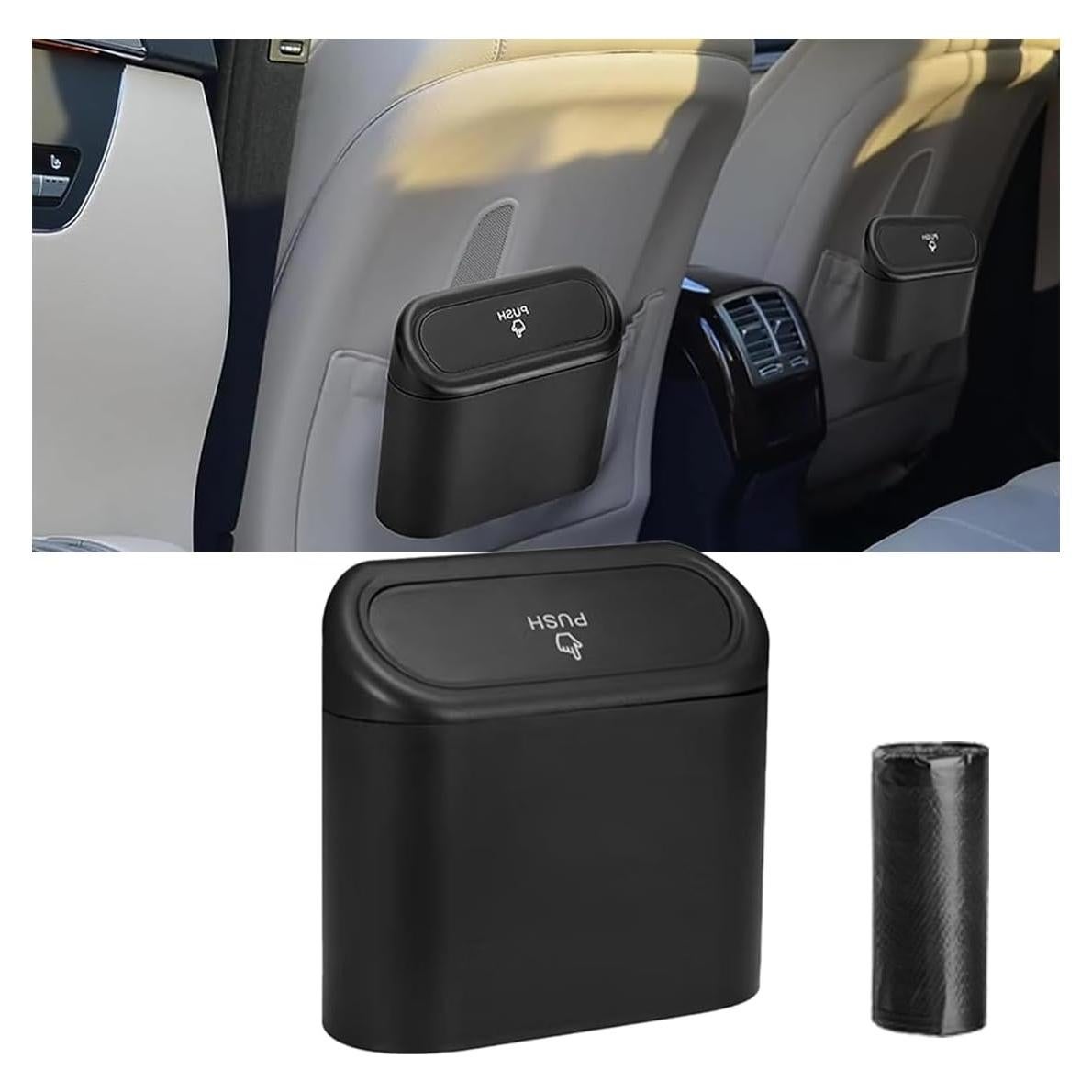 Mini Basurero de Coche GLSOWEE Negro a Prueba de Agua 15.8x6.5cm