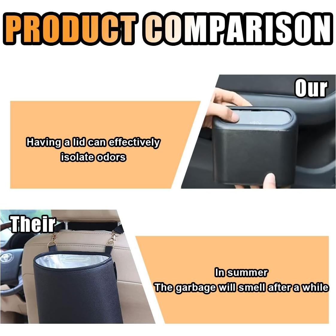 Mini Basurero de Coche GLSOWEE Negro a Prueba de Agua 15.8x6.5cm