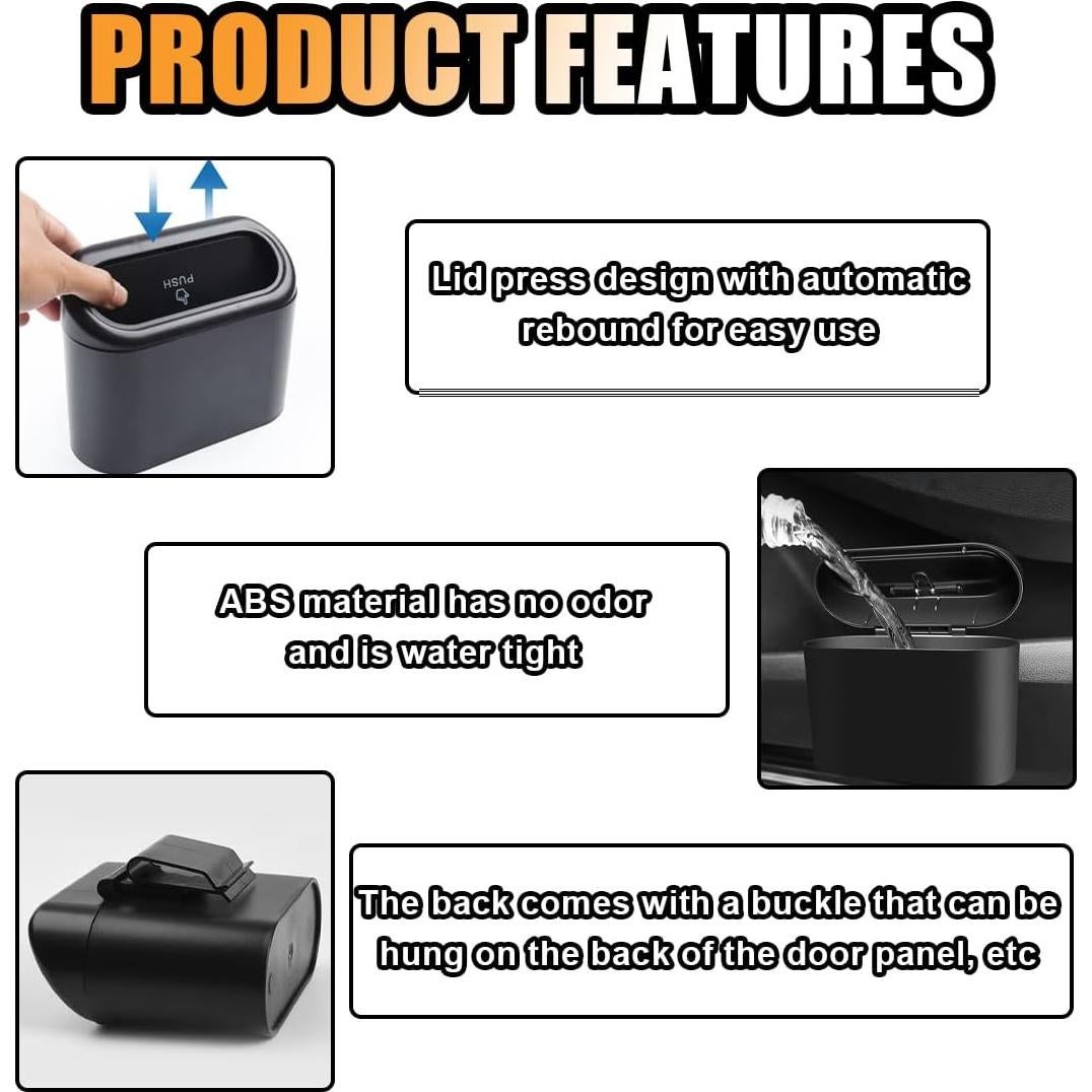Mini Basurero de Coche GLSOWEE Negro a Prueba de Agua 15.8x6.5cm