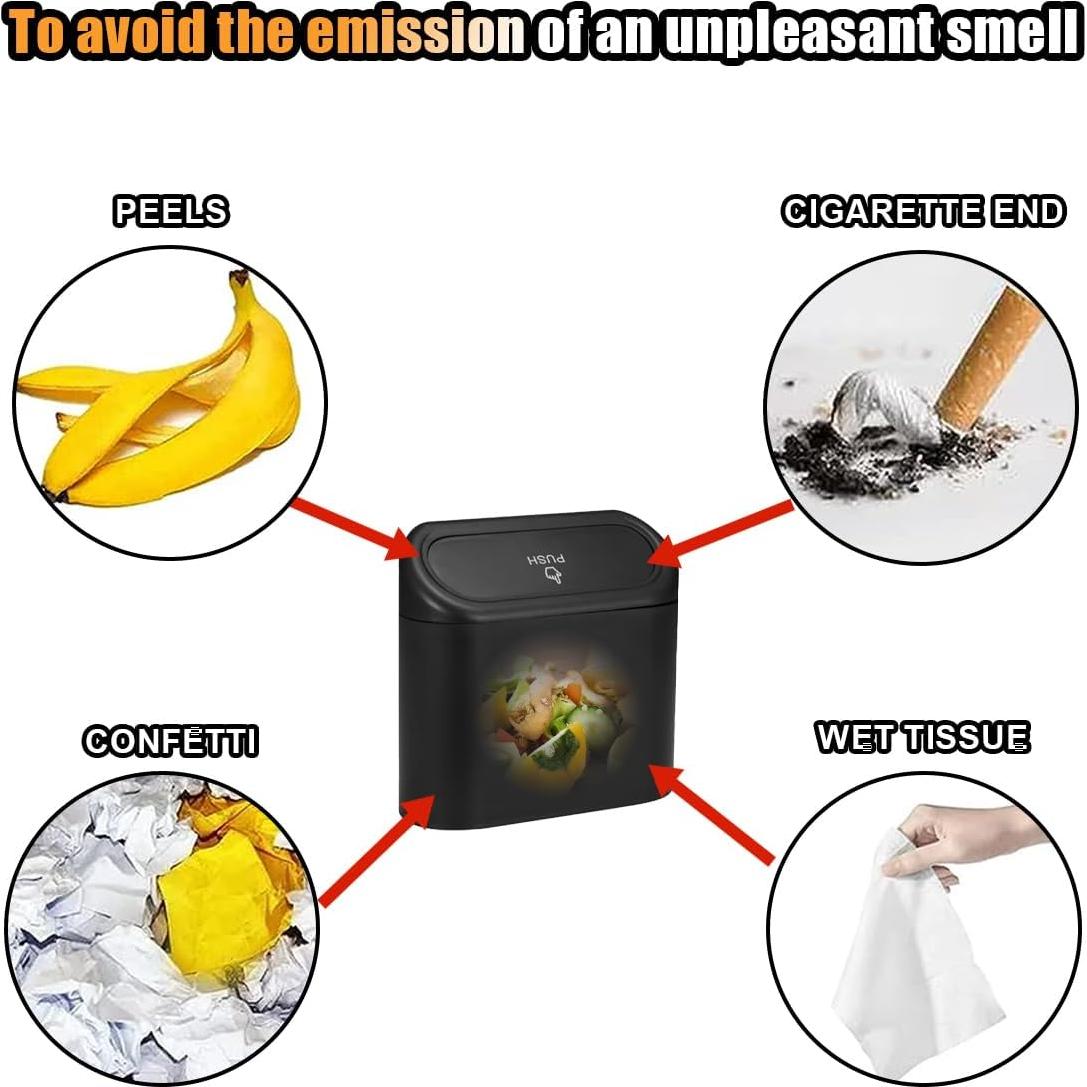 Mini Basurero de Coche GLSOWEE Negro a Prueba de Agua 15.8x6.5cm