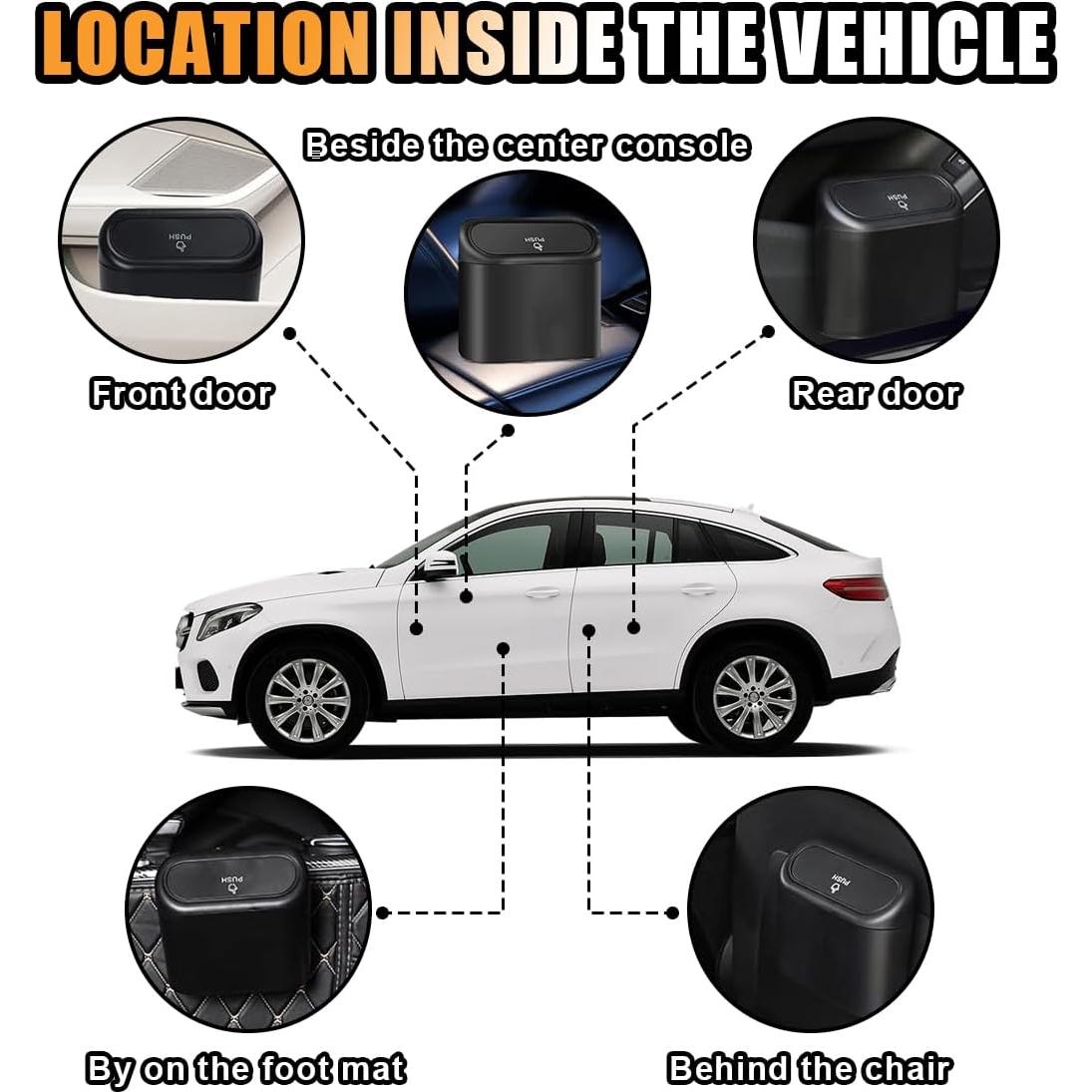 Mini Basurero de Coche GLSOWEE Negro a Prueba de Agua 15.8x6.5cm