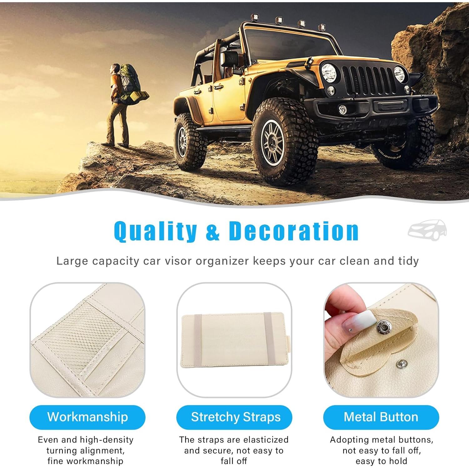 Organizador de Visera de Sol para Auto Augeny Beige - Almacenamiento PU