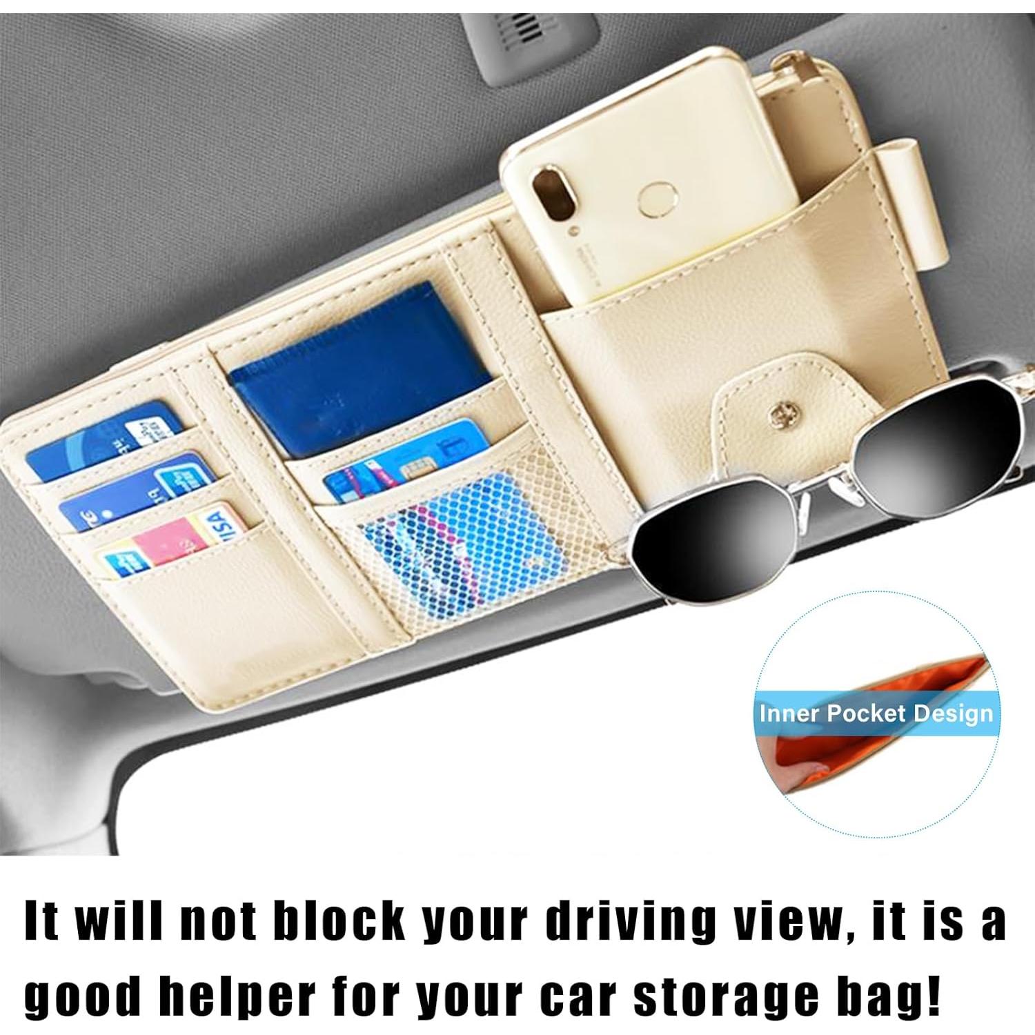 Organizador de Visera de Sol para Auto Augeny Beige - Almacenamiento PU