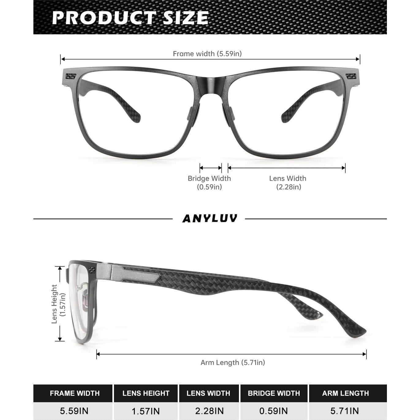 Gafas de Luz Azul ANYLUV AN4554-0 con Patillas de Fibra de Carbono