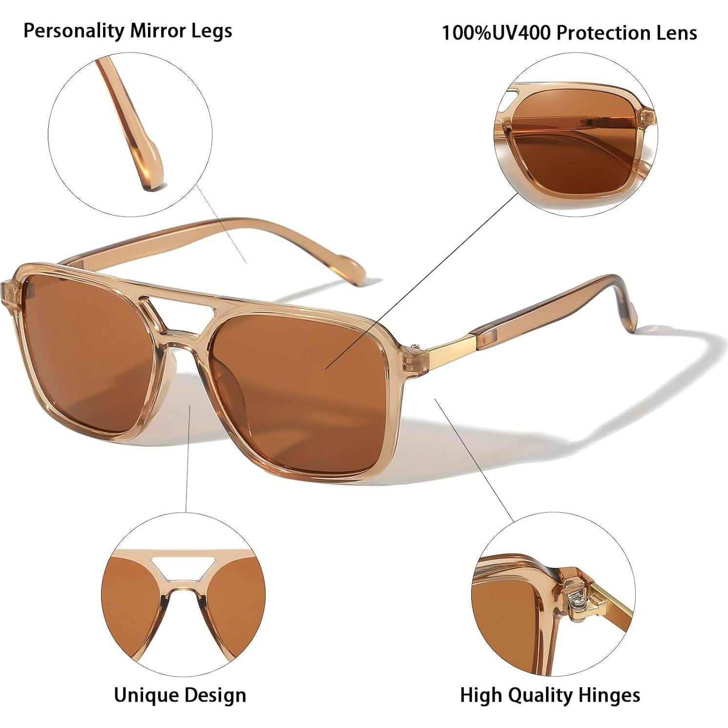 Gafas de sol unisex AISSWZBER retro UV400 marco ligero