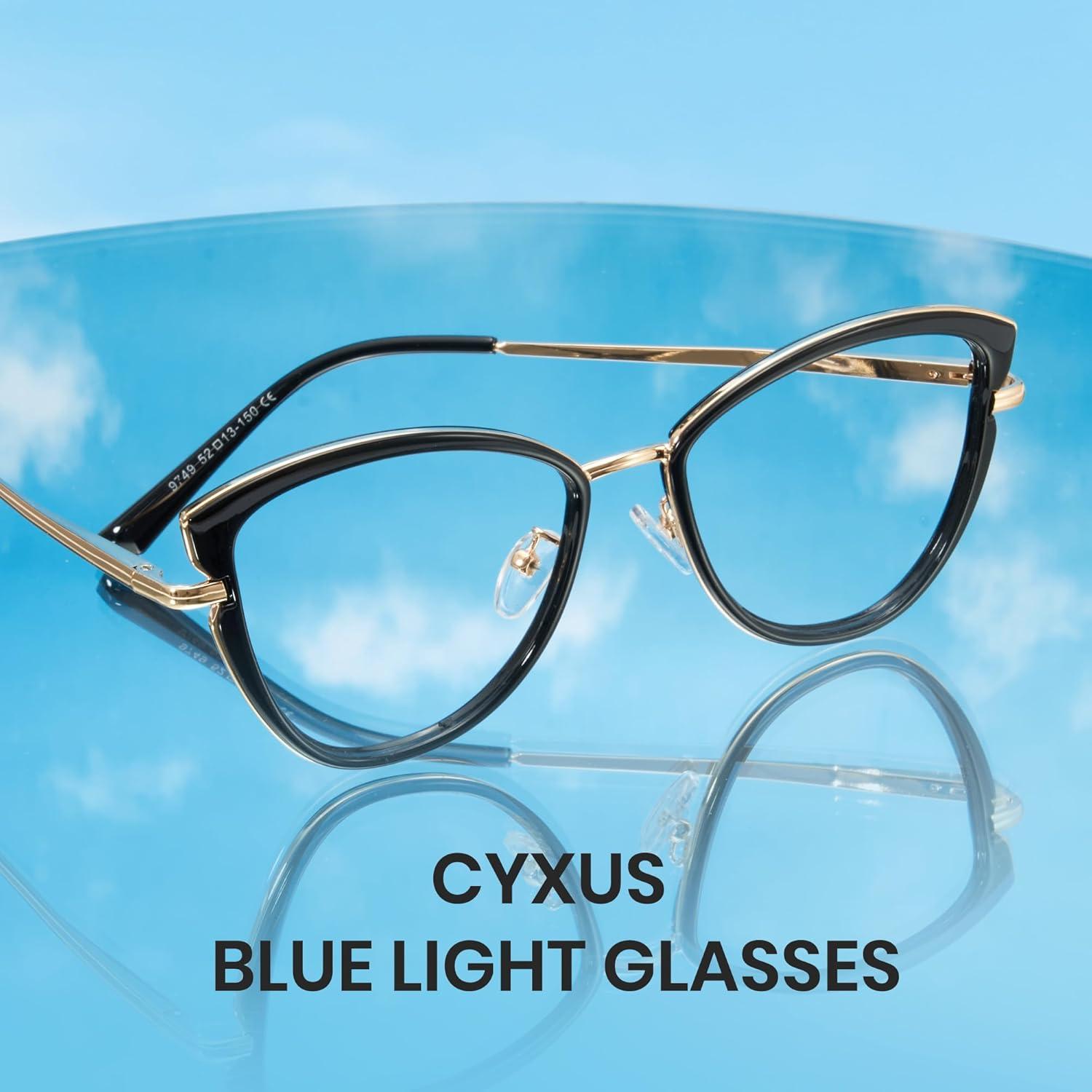 Gafas de Luz Azul Cyxus Cat Eye Metal UV Lentes Claros
