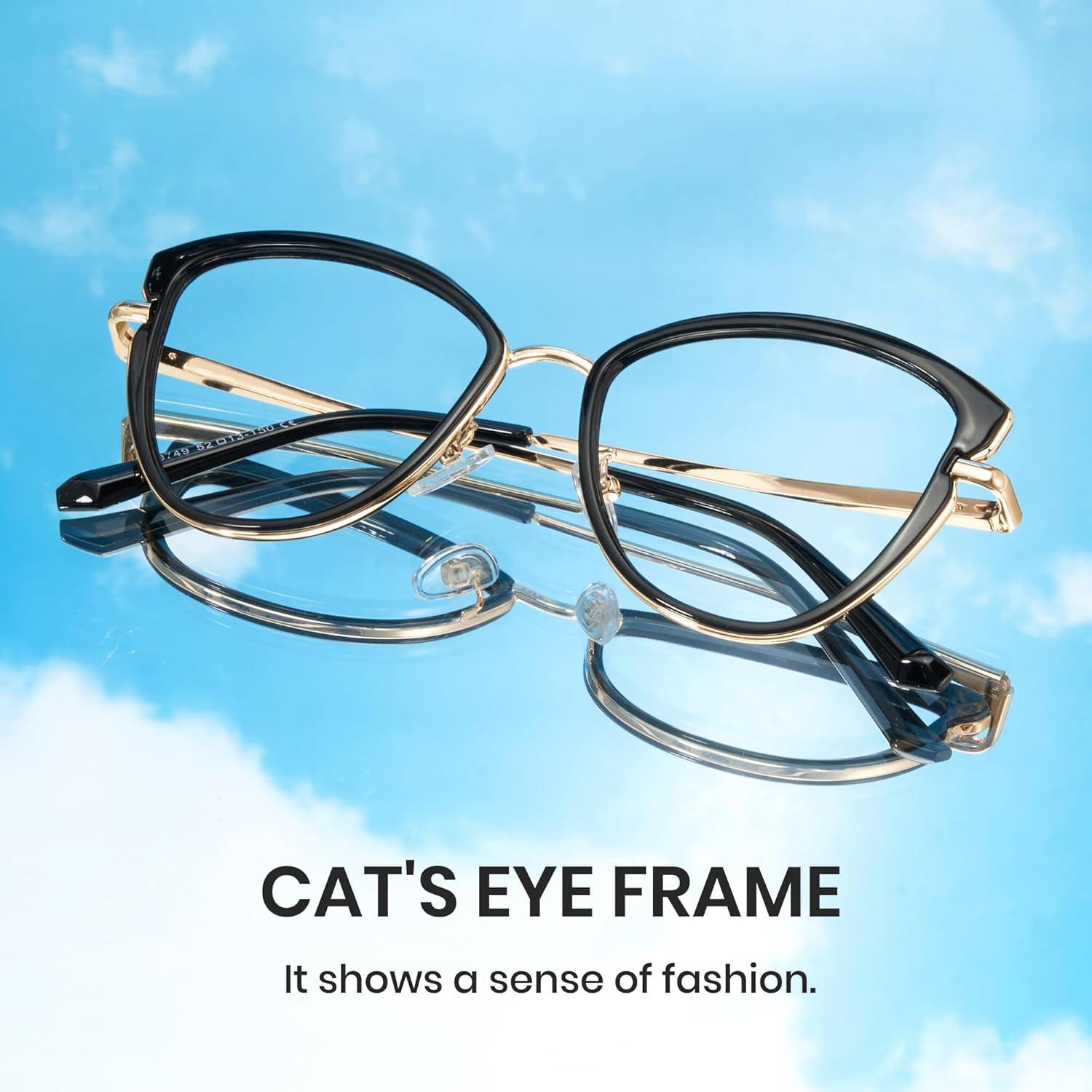 Gafas de Luz Azul Cyxus Cat Eye Metal UV Lentes Claros