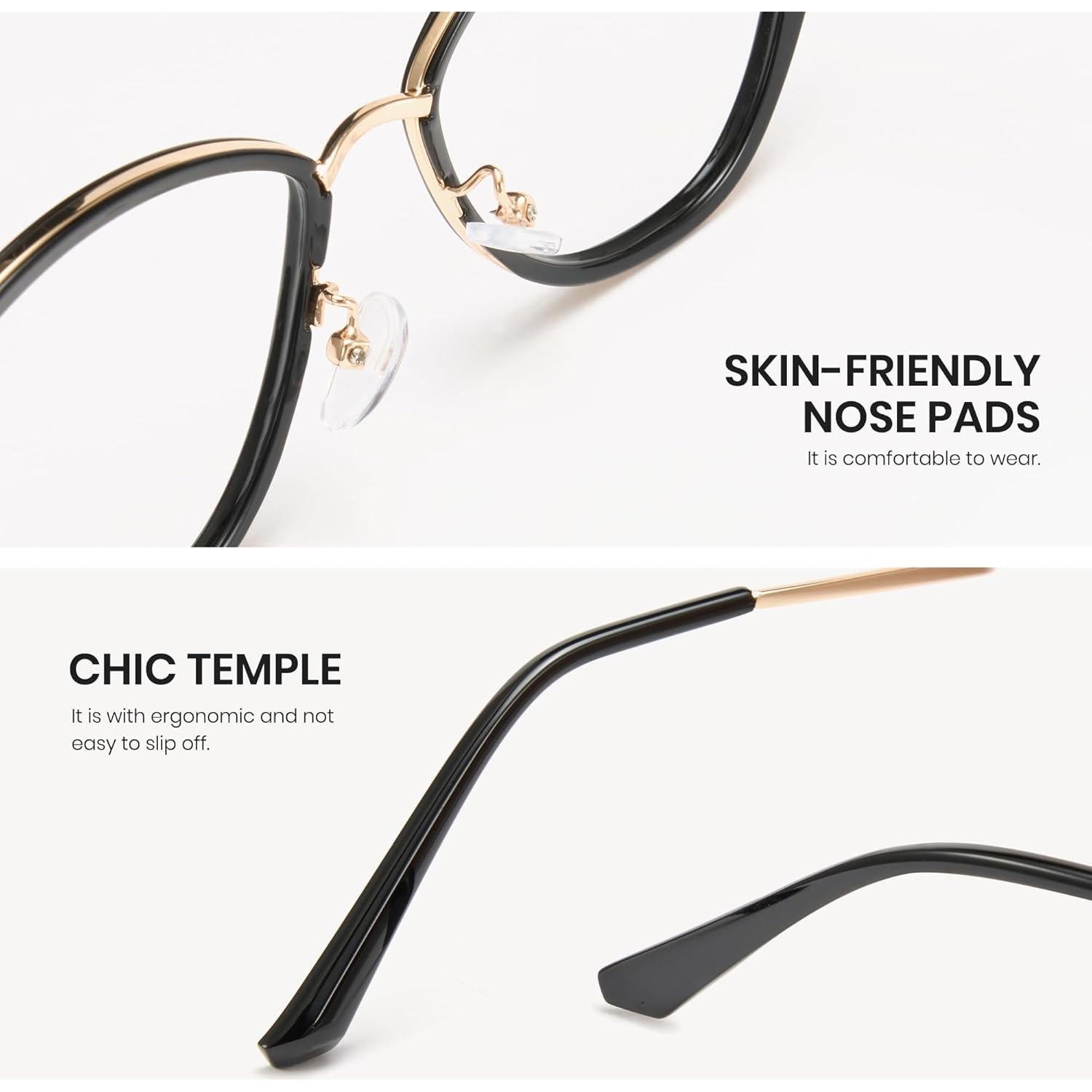 Gafas de Luz Azul Cyxus Cat Eye Metal UV Lentes Claros