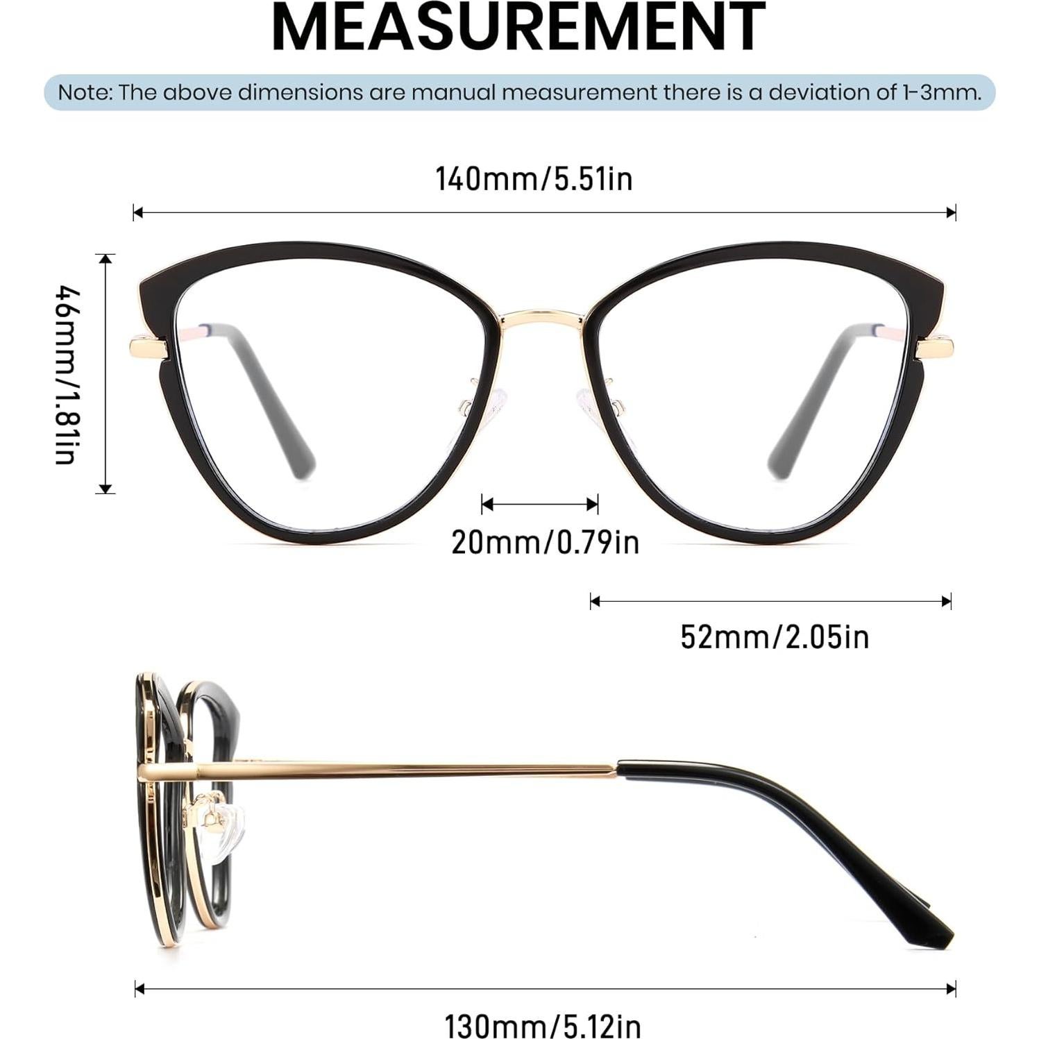 Gafas de Luz Azul Cyxus Cat Eye Metal UV Lentes Claros