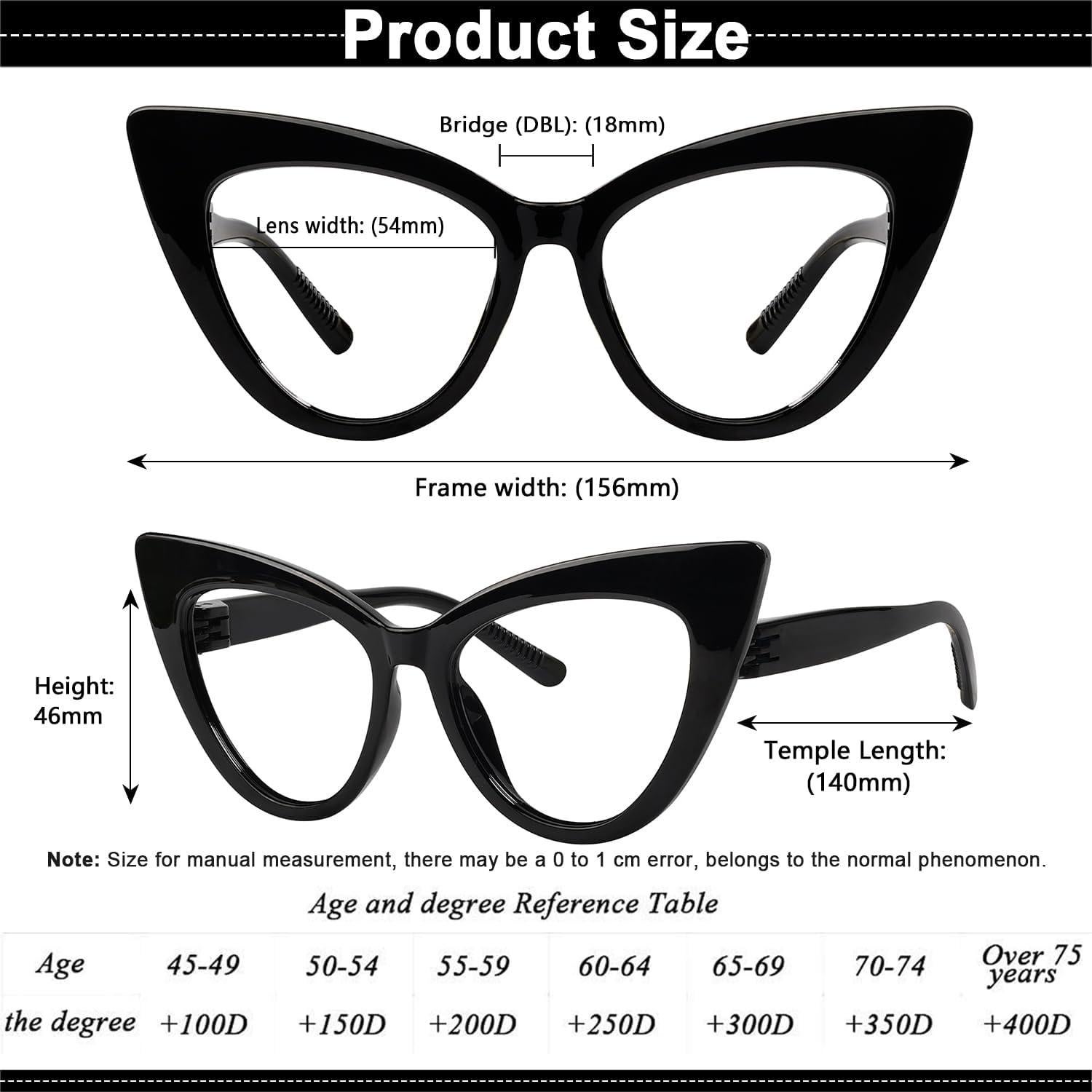 Gafas de Lectura GUD Huge Cateye Sin Tornillos - Paquete 6