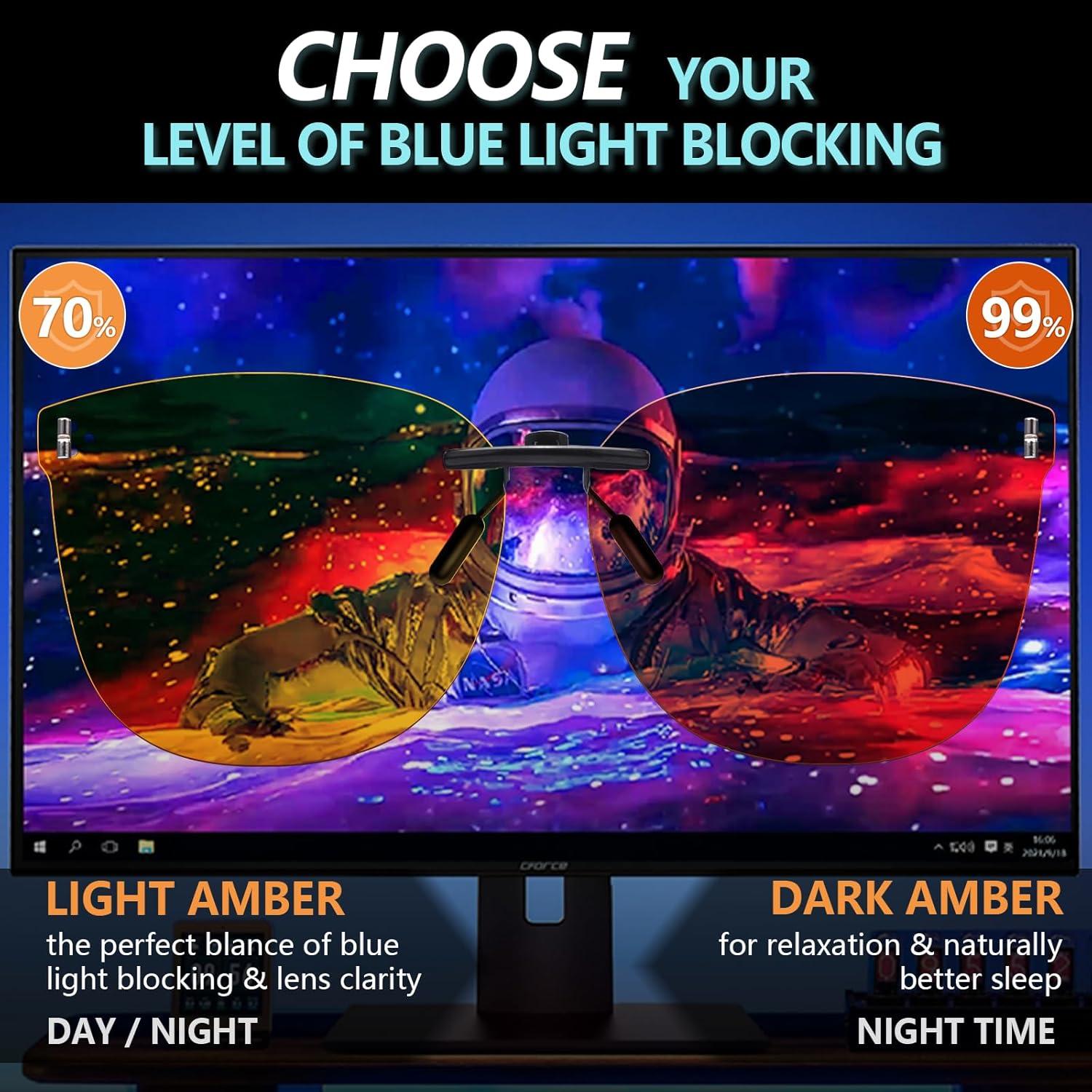 Paquete de 2 gafas clip-on DreamCalf bloqueadoras luz azul