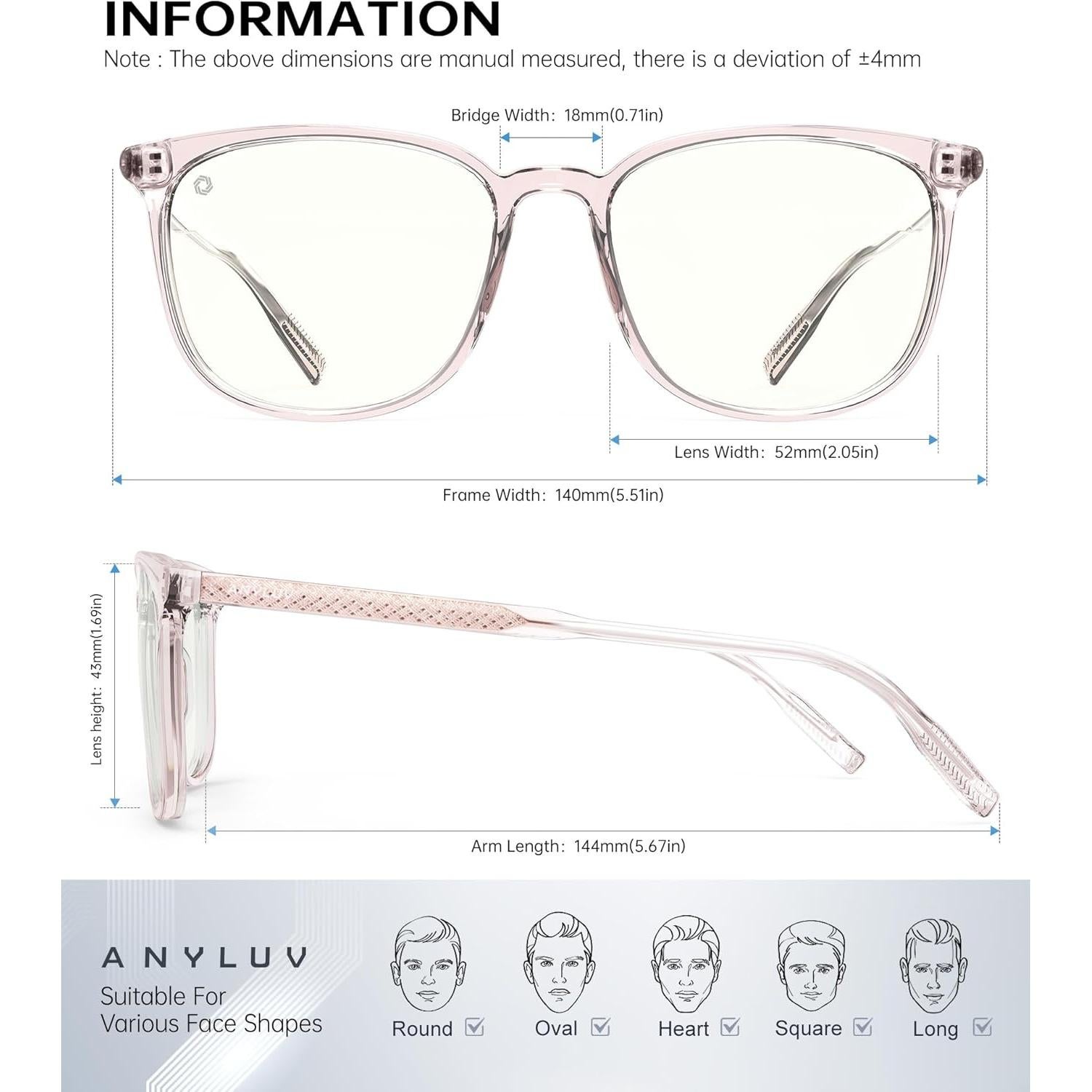 Gafas de Luz Azul ANYLUV AN161-A para Mujer y Hombre UV400
