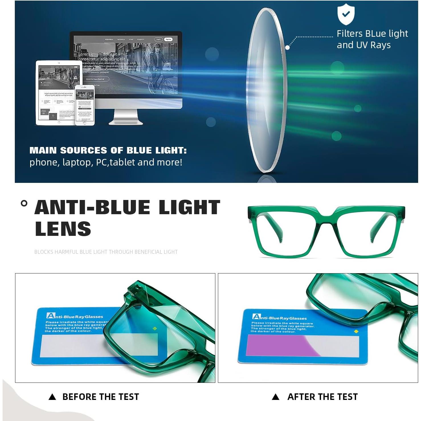 Gafas de luz azul TIANYESY unisex verdes - Protección UV