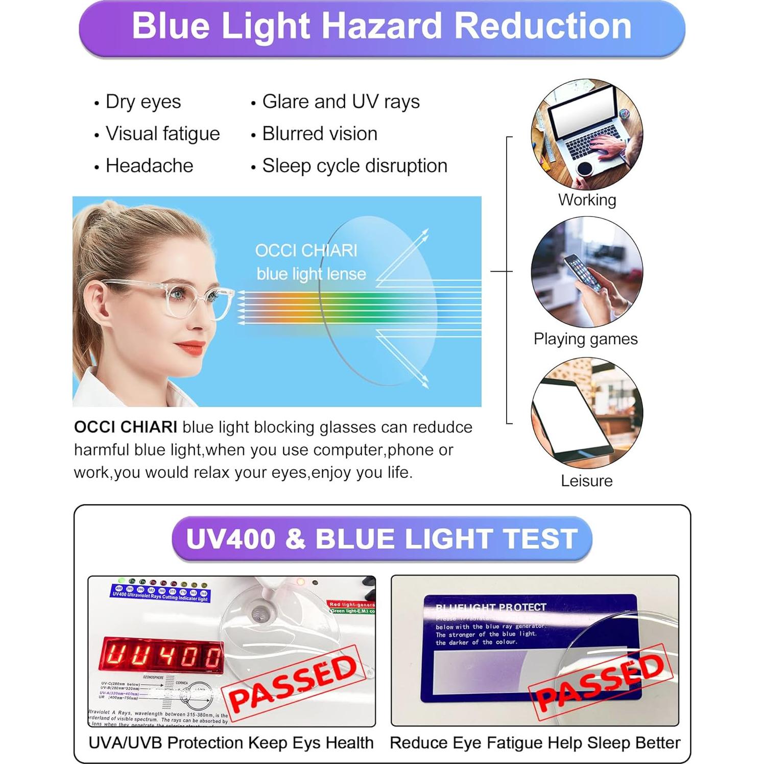 OCCI CHIARI ABL5017 C6 00 Computer Reading Glasses Blue Light Blocking with Magnification Lightweight Readers 1.0 1.25 1.5 1.75 2.0 2.25 2.5 2.75 3.0 3.5 4.0 5.0 6.0