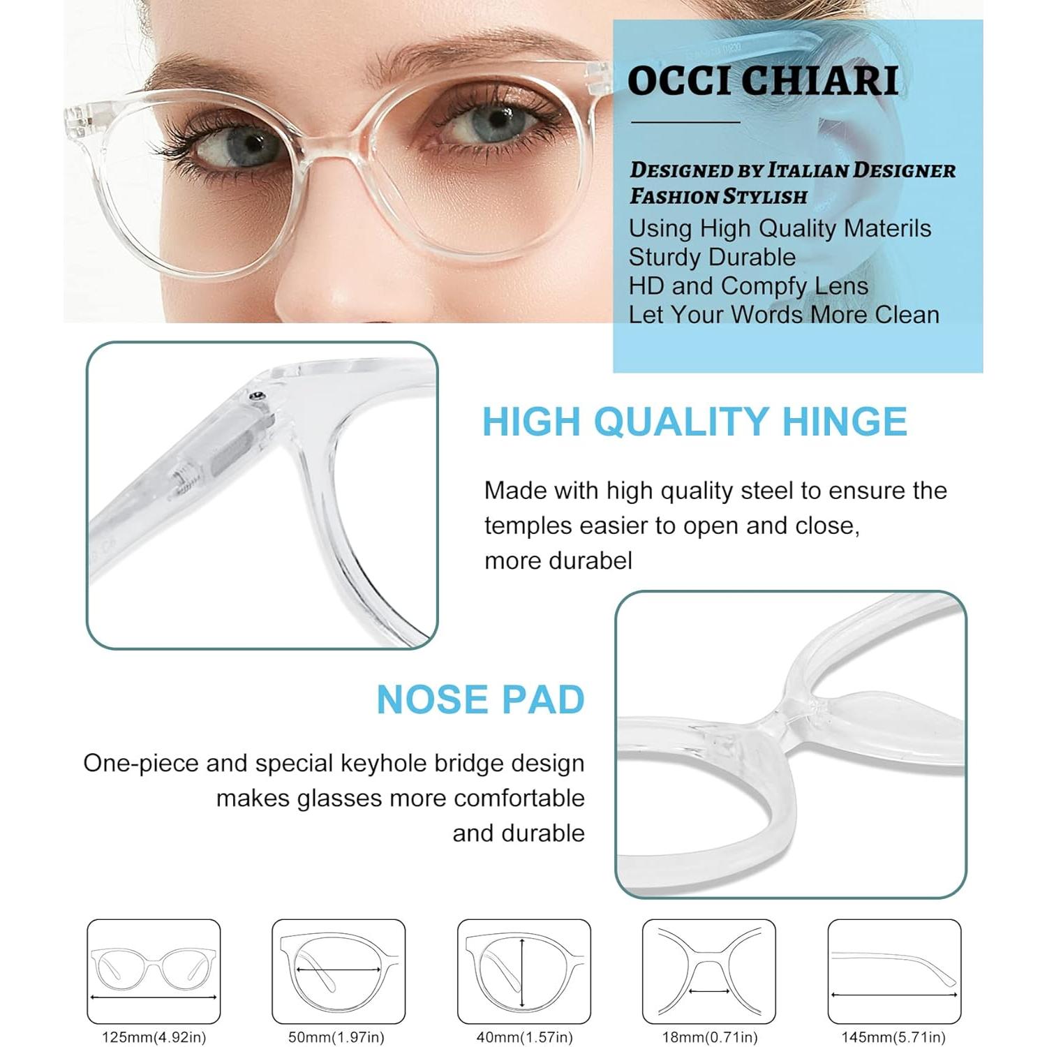 OCCI CHIARI ABL5017 C6 00 Computer Reading Glasses Blue Light Blocking with Magnification Lightweight Readers 1.0 1.25 1.5 1.75 2.0 2.25 2.5 2.75 3.0 3.5 4.0 5.0 6.0