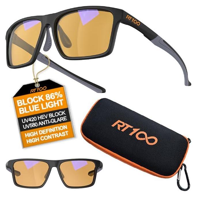 Gafas Gaming RT100 Anti Luz Azul Amarillo P1a Negro Mate