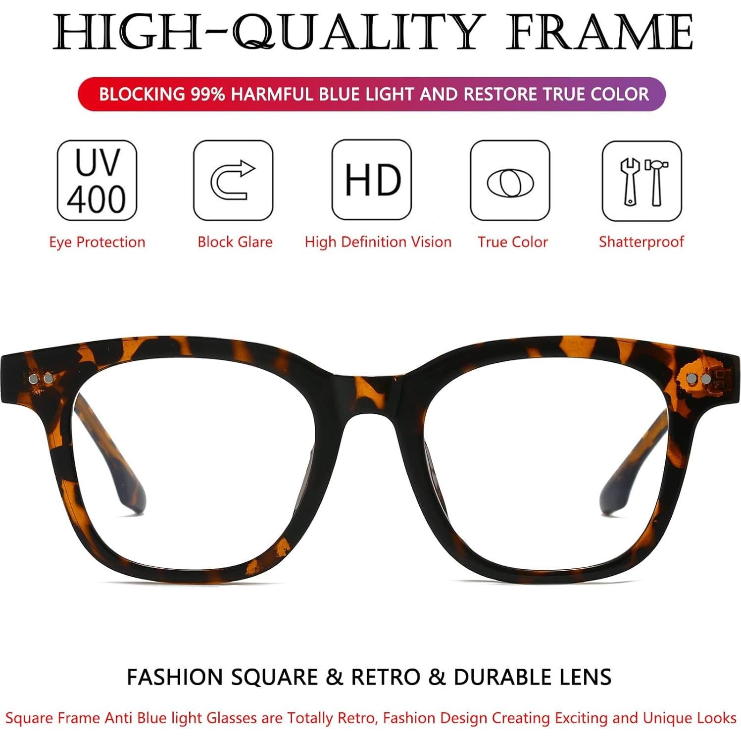 Gafas de Luz Azul AIEYEZO Cuadradas Unisex - Moda Retro