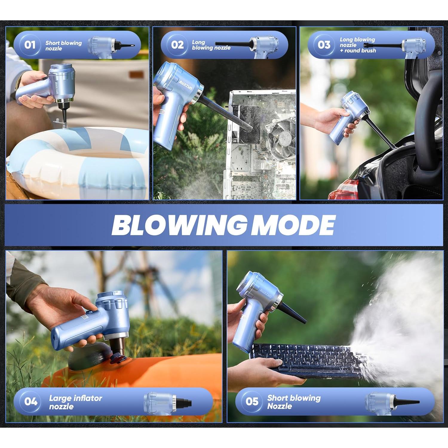 Aspiradora Portátil Inalámbrica AUXTUR 120W HEPA 200ml