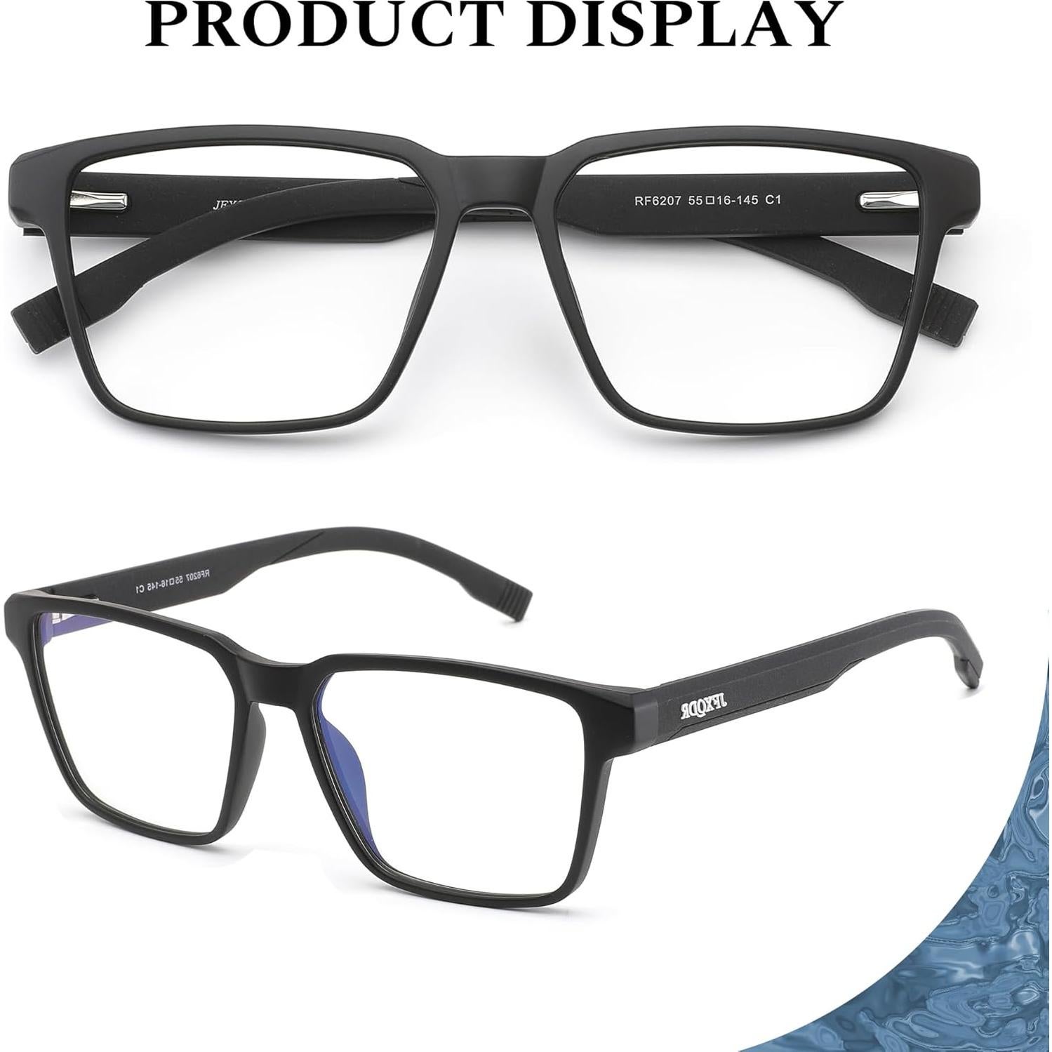 Gafas bloqueadoras de luz azul JFXQDR RF6207 para hombres - Negro