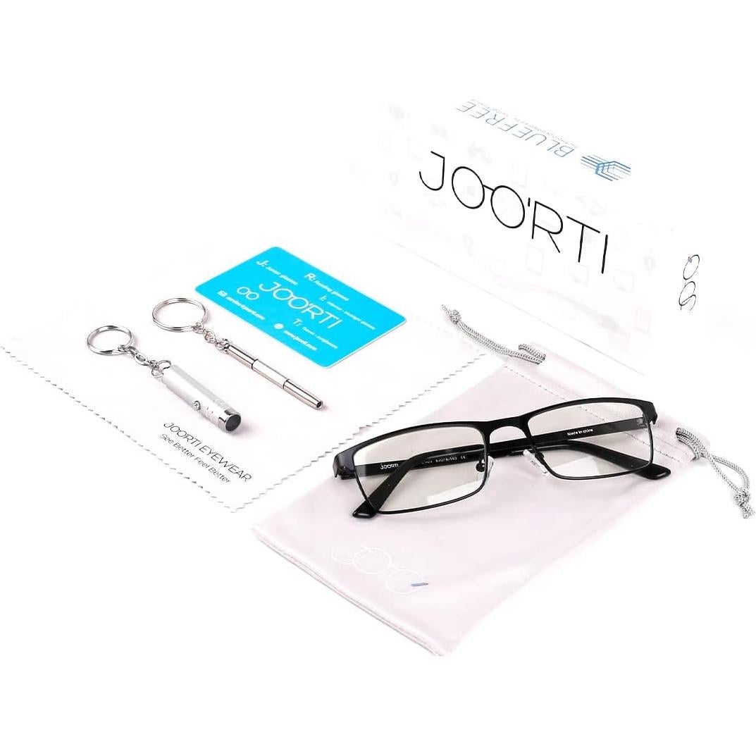 Gafas de luz azul JOO'RTI para hombres, marco de metal negro