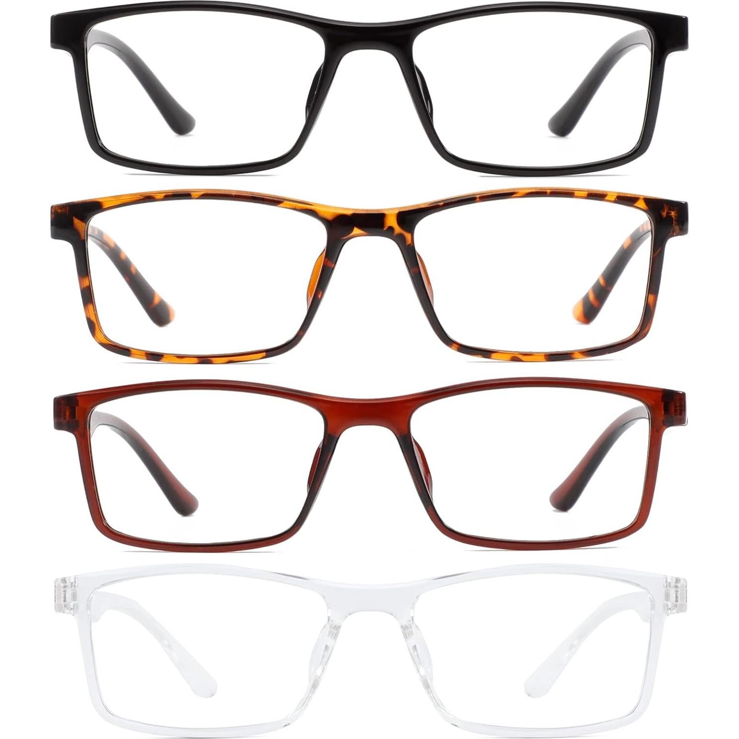 Gafas Rectangulares Bloqueadoras de Luz Azul Przene - 4 Pack Unisex